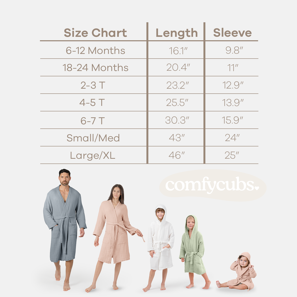 Muslin Bath Robe for Kids, Cotton Bathrobe by Comfy Cubs