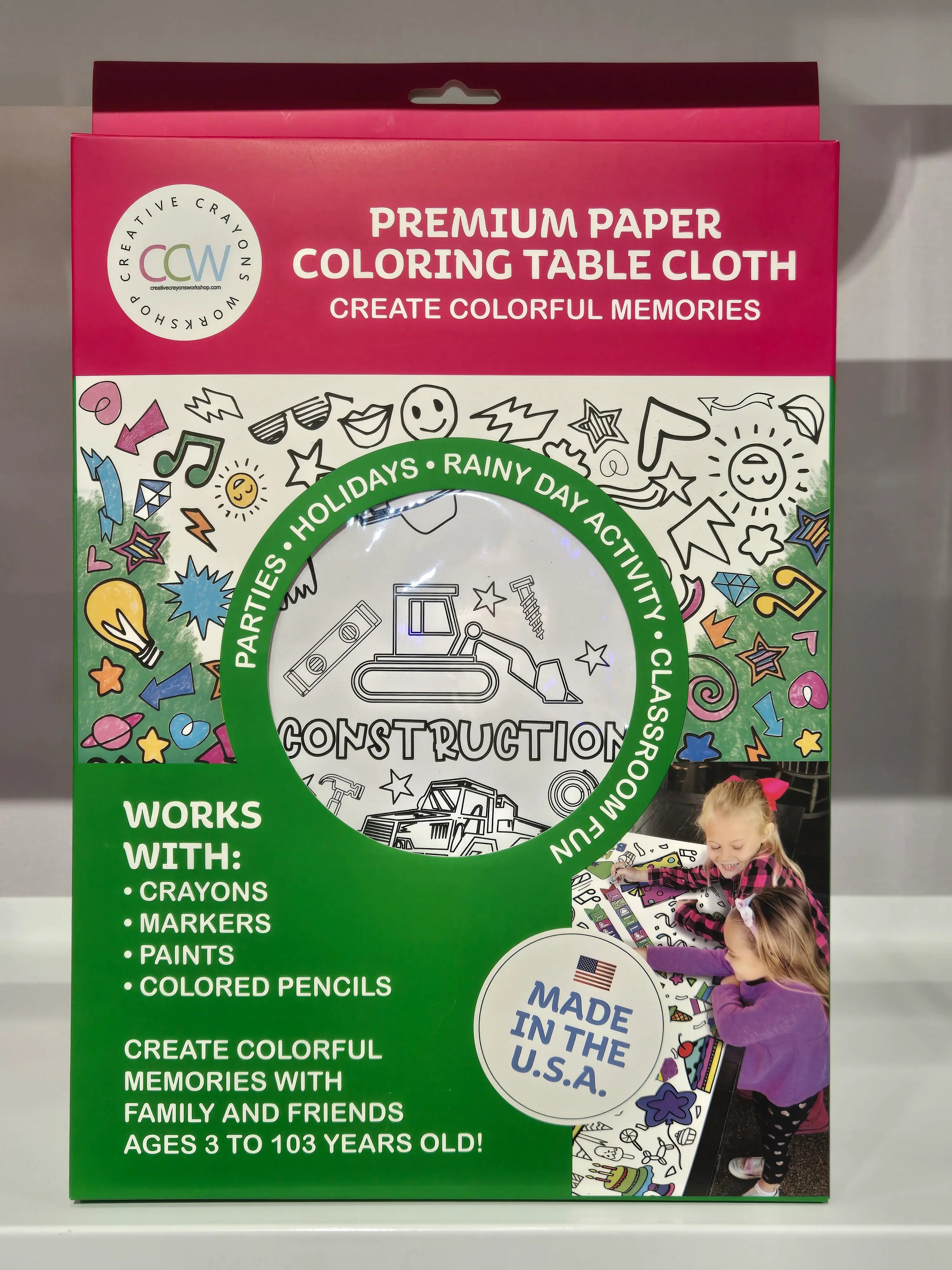 Construction Coloring Tablecloth Kids Activity