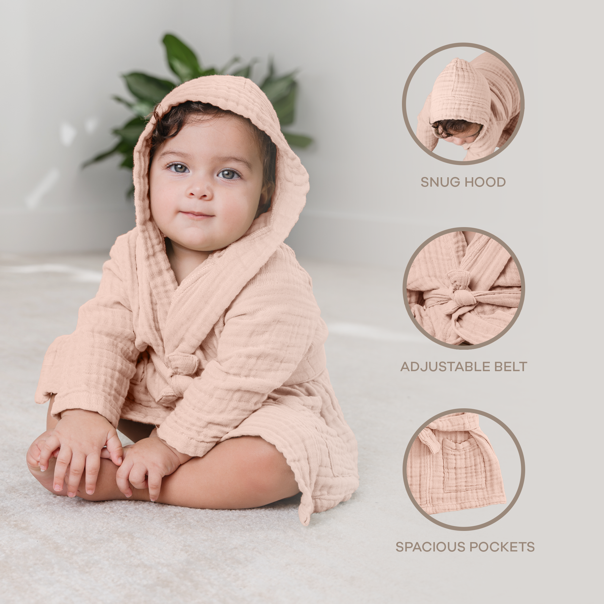 Muslin Bath Robe for Kids, Cotton Bathrobe by Comfy Cubs