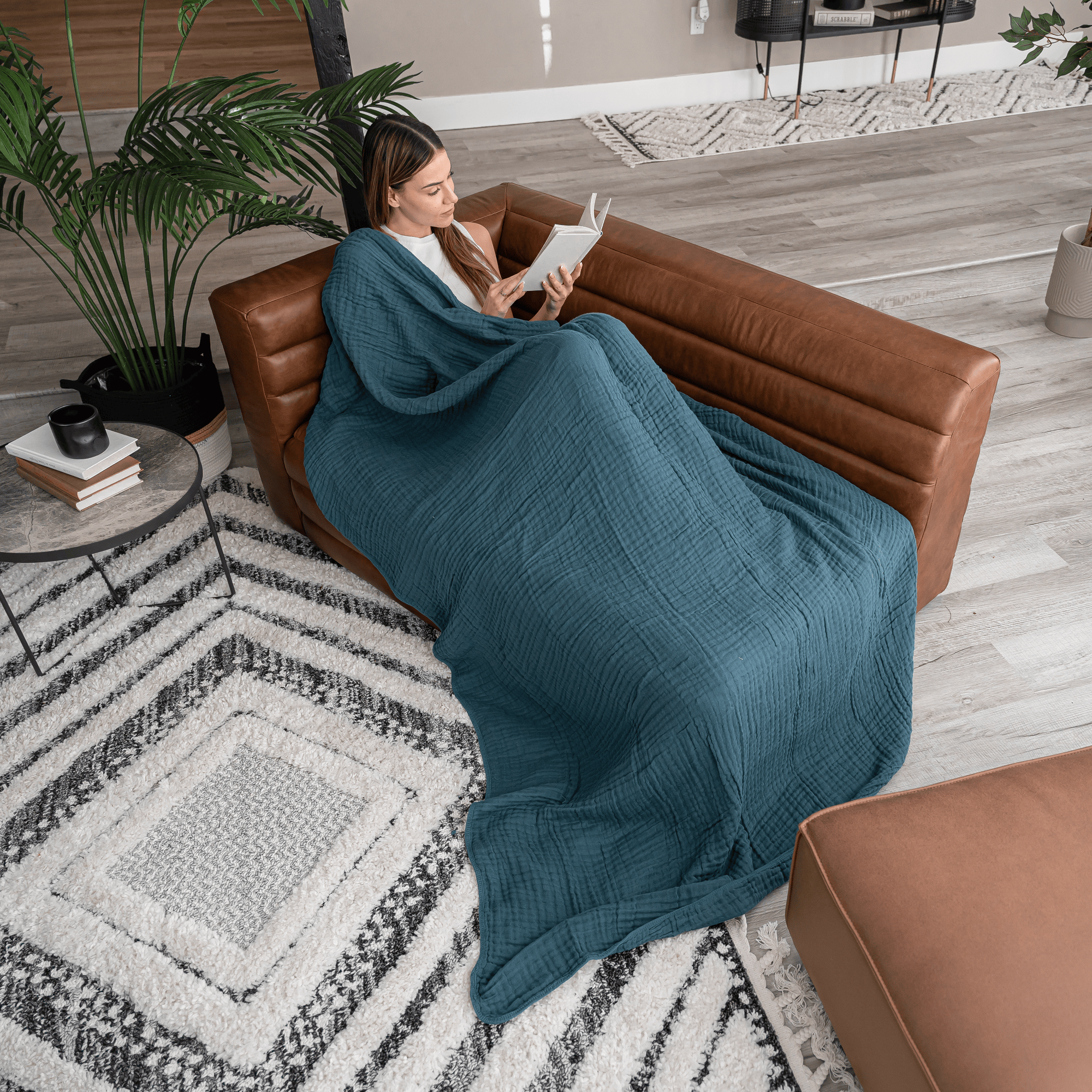 Muslin Blanket for Adults, 6-Layer Bedding by Comfy Cubs