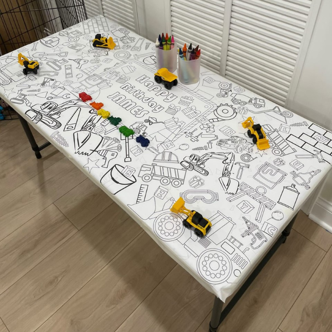 Construction Coloring Tablecloth Kids Activity