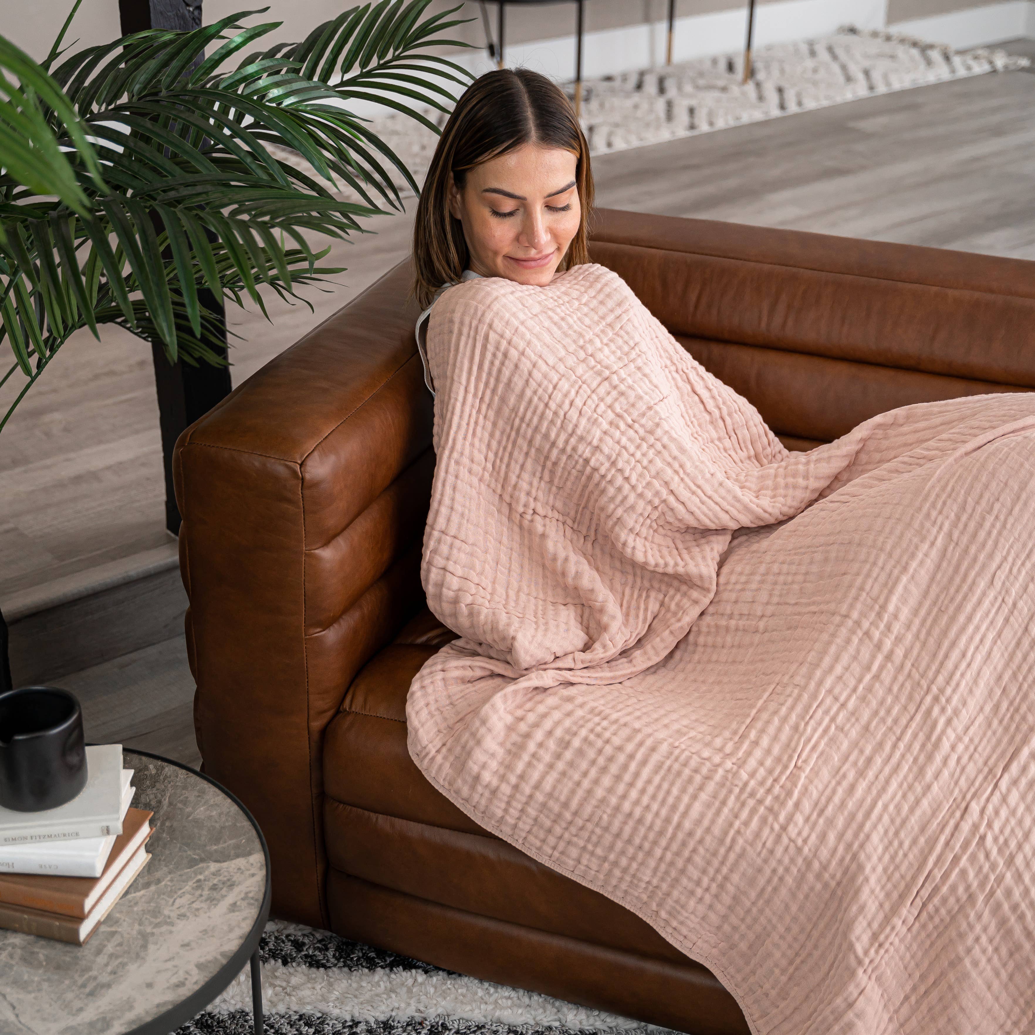 Muslin Blanket for Adults, 6-Layer Bedding by Comfy Cubs