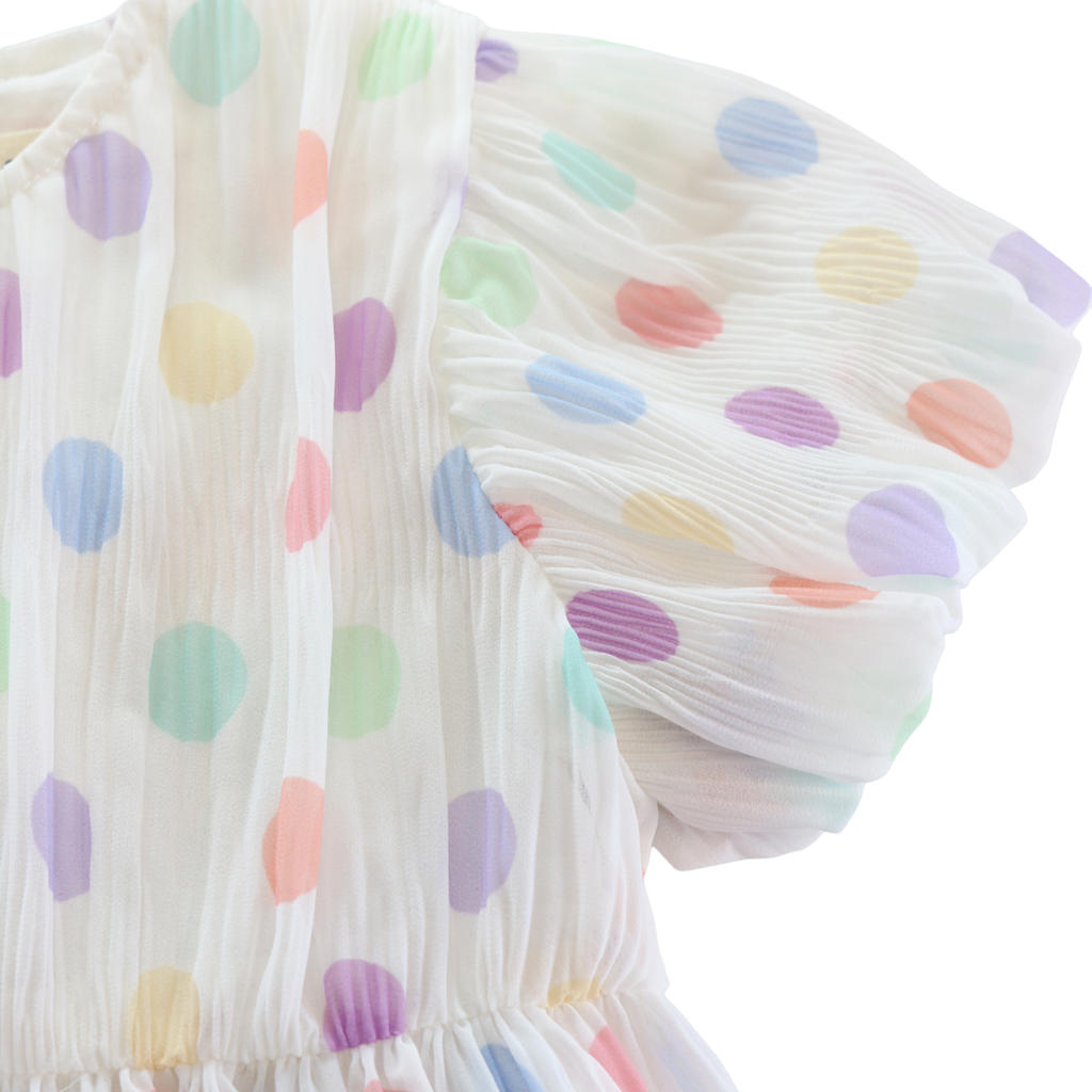 Spring Dot Chiffon Pleat Dress (3 COLORS)