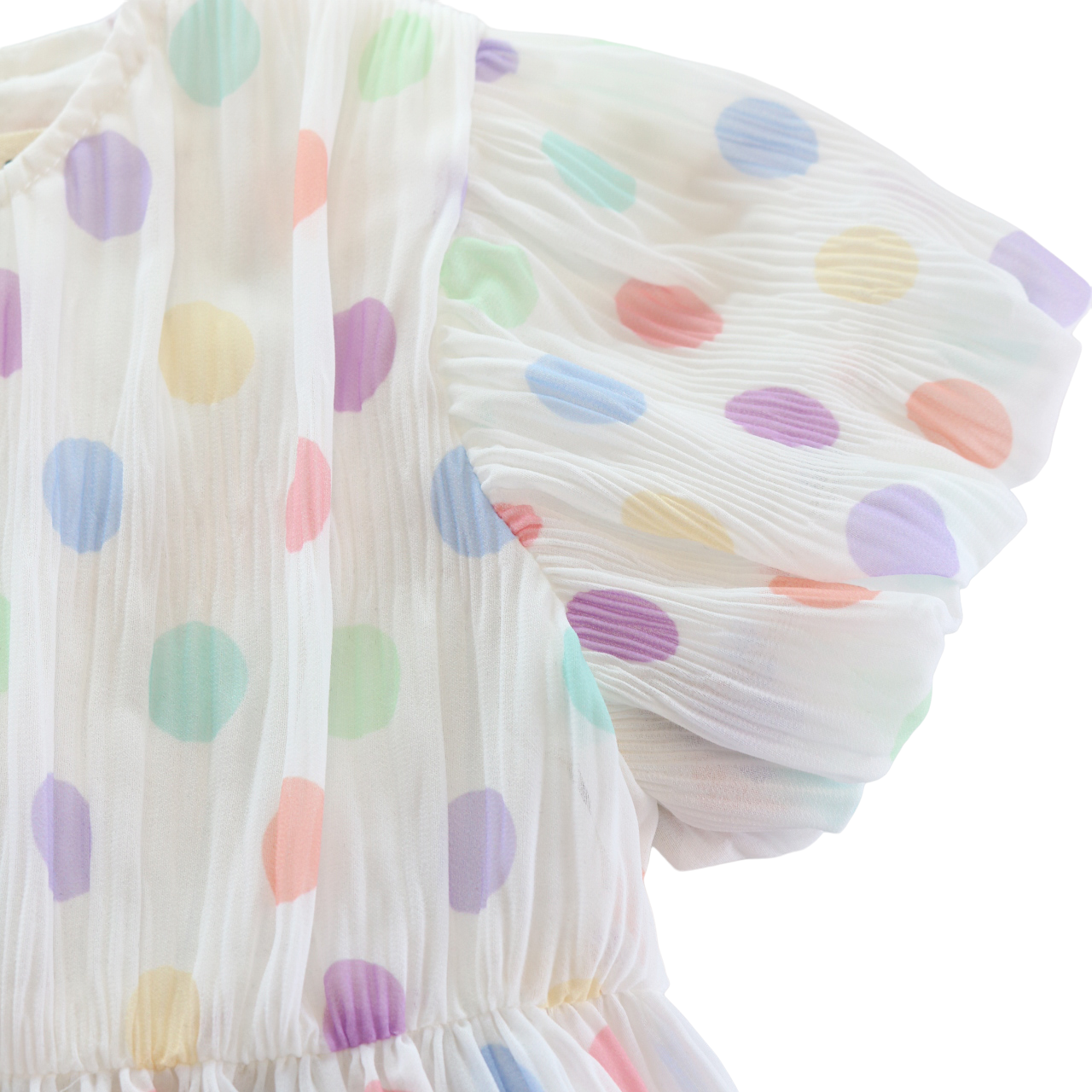 Spring Dot Chiffon Pleat Dress (3 COLORS)