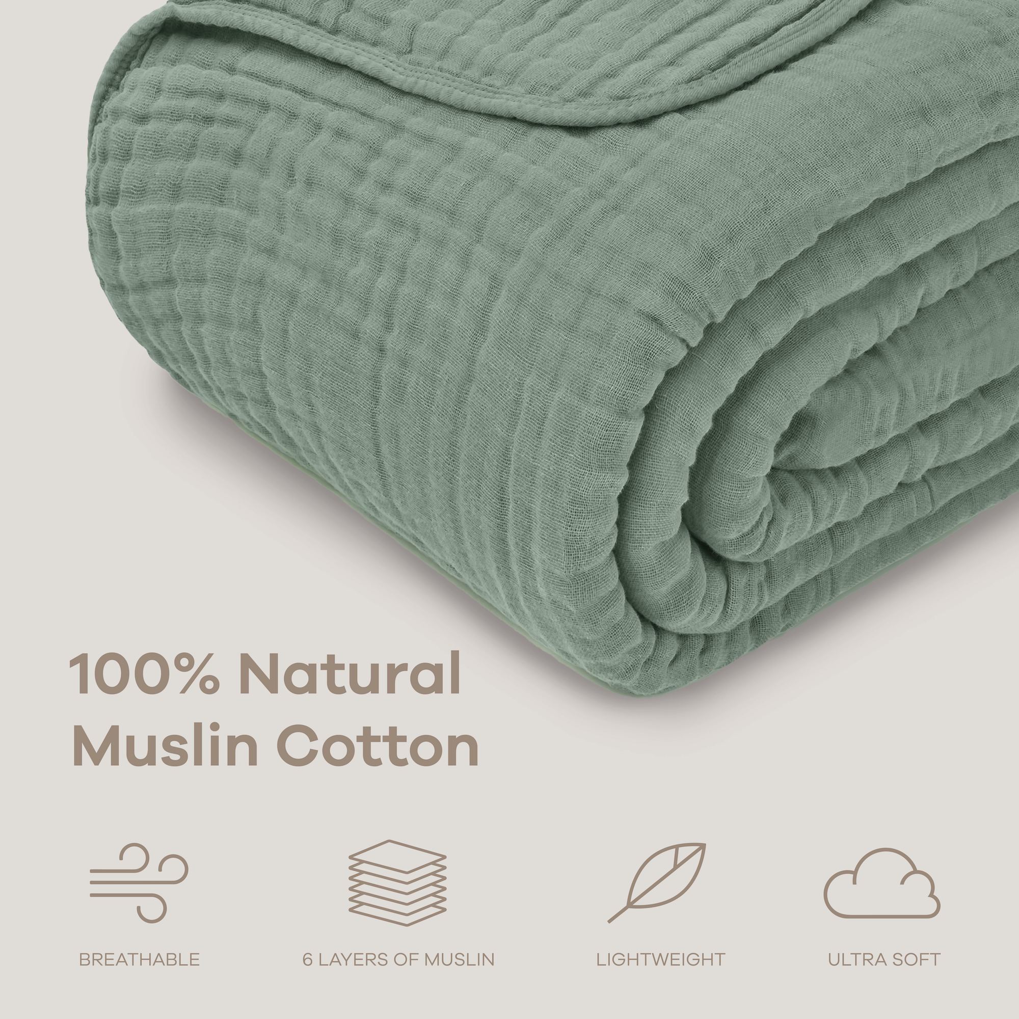 Muslin Blanket for Adults, 6-Layer Bedding by Comfy Cubs