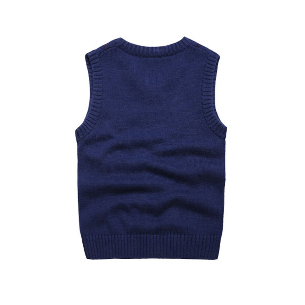 Boys Sweater Vest V Neck Argyle Sleeveless Uniform Knit Plaid Kids Clothes