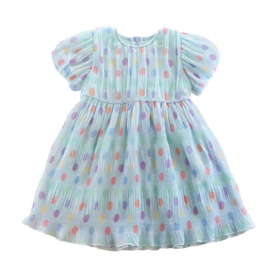 Spring Dot Chiffon Pleat Dress (3 COLORS)