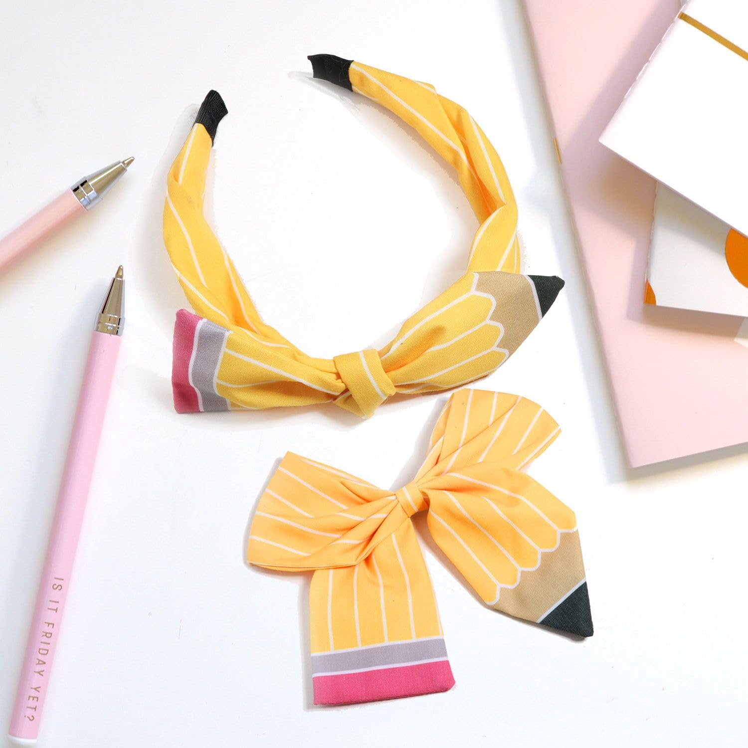First Day of School Outfits Supplies Stuff for Girls,Pencil Hair Clips Hair Bow Hair Accessories for Teen,Back to School Hair Clips Bows Uniform for Student (2Pcs)
