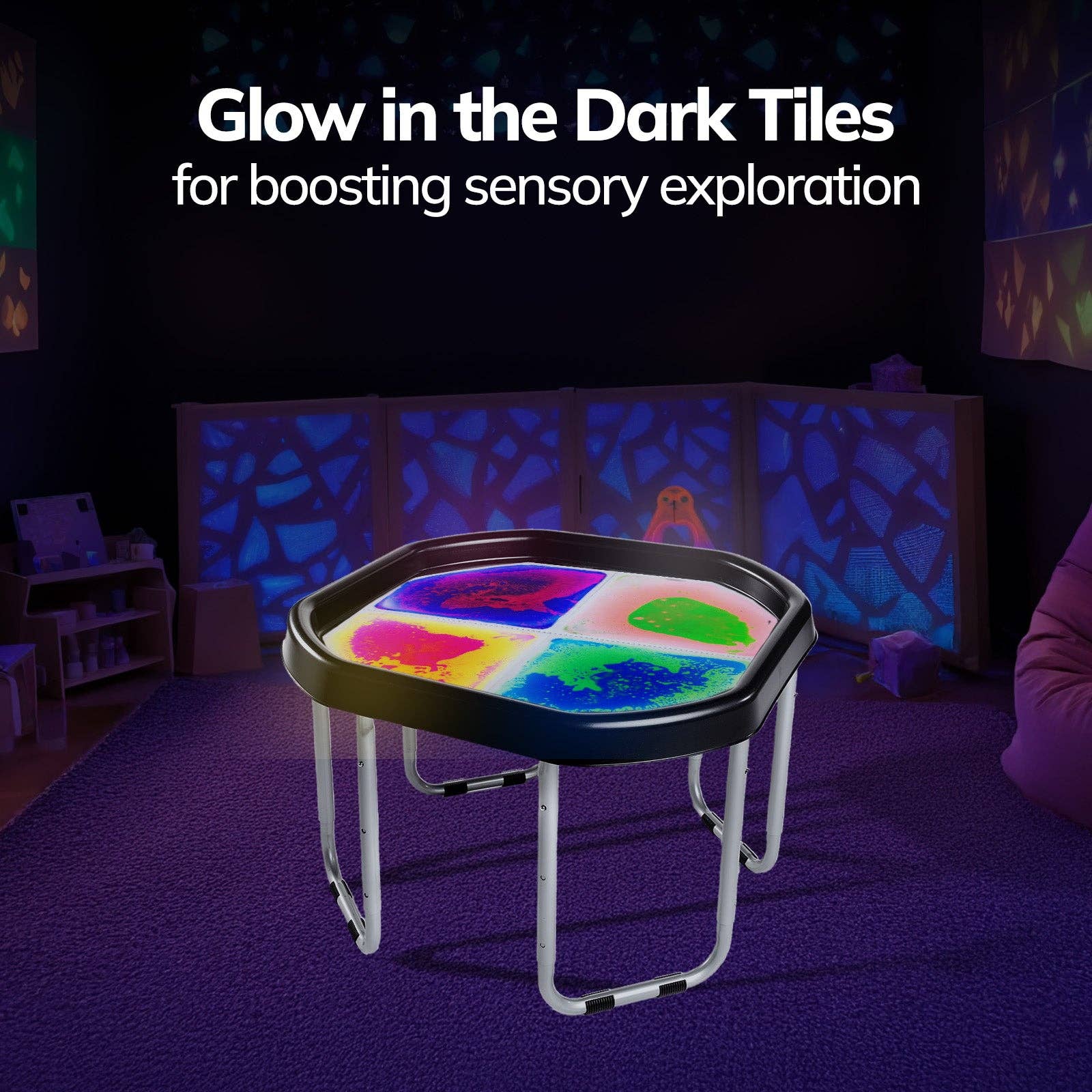 UV or Fluorescent Glow-in-the-Dark Tuff Tray Play Mat