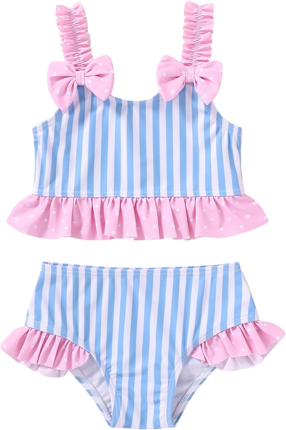 Happy Town Baby Infant Swimsuit Girl Toddler Bathing Suit Girl Summer Beach Bikini Tankini 2-Piece Swimwear 3-24 Months 2t-5t