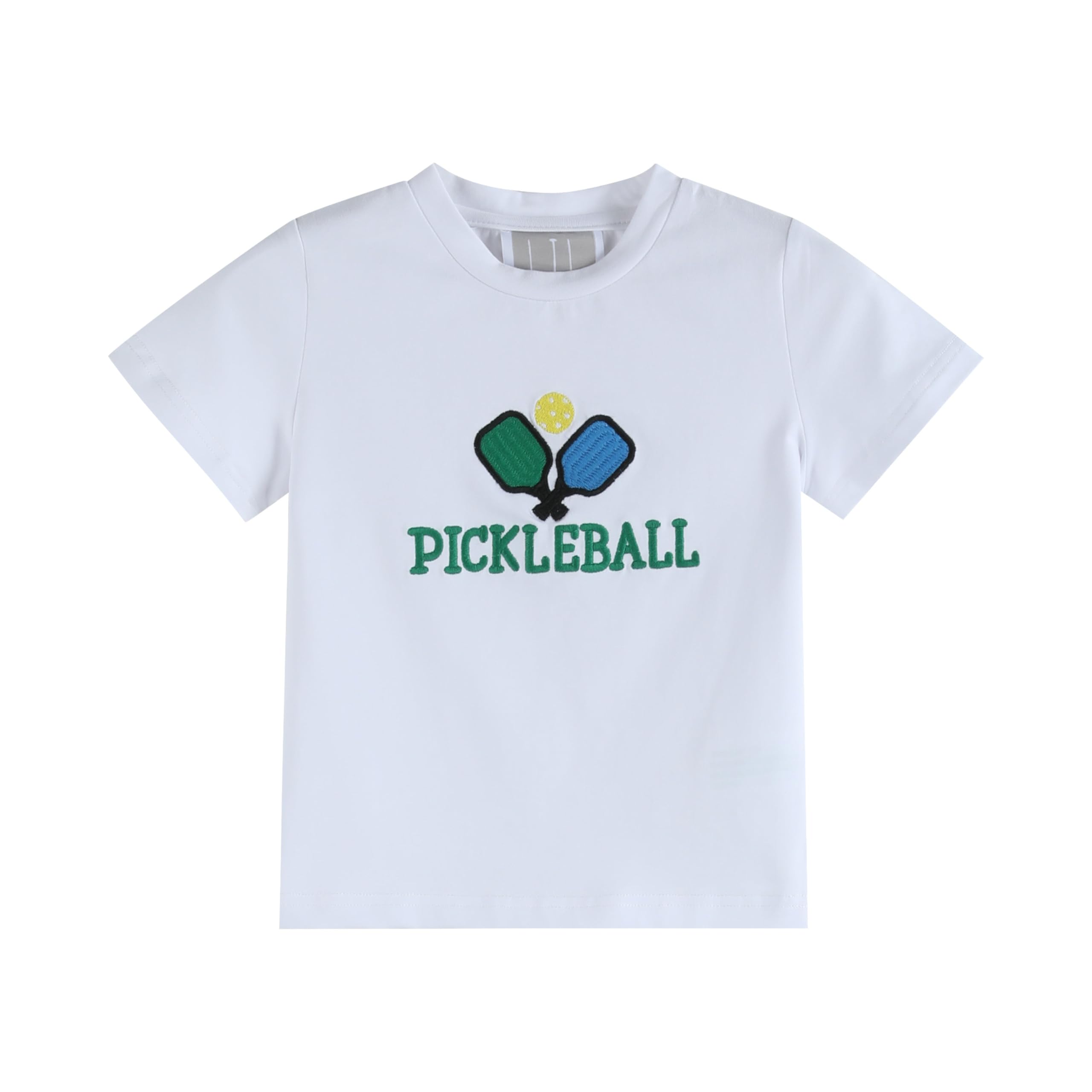 Lil cactus Boys and Toddlers Pickleball T-Shirt and Green Gingham Shorts Set