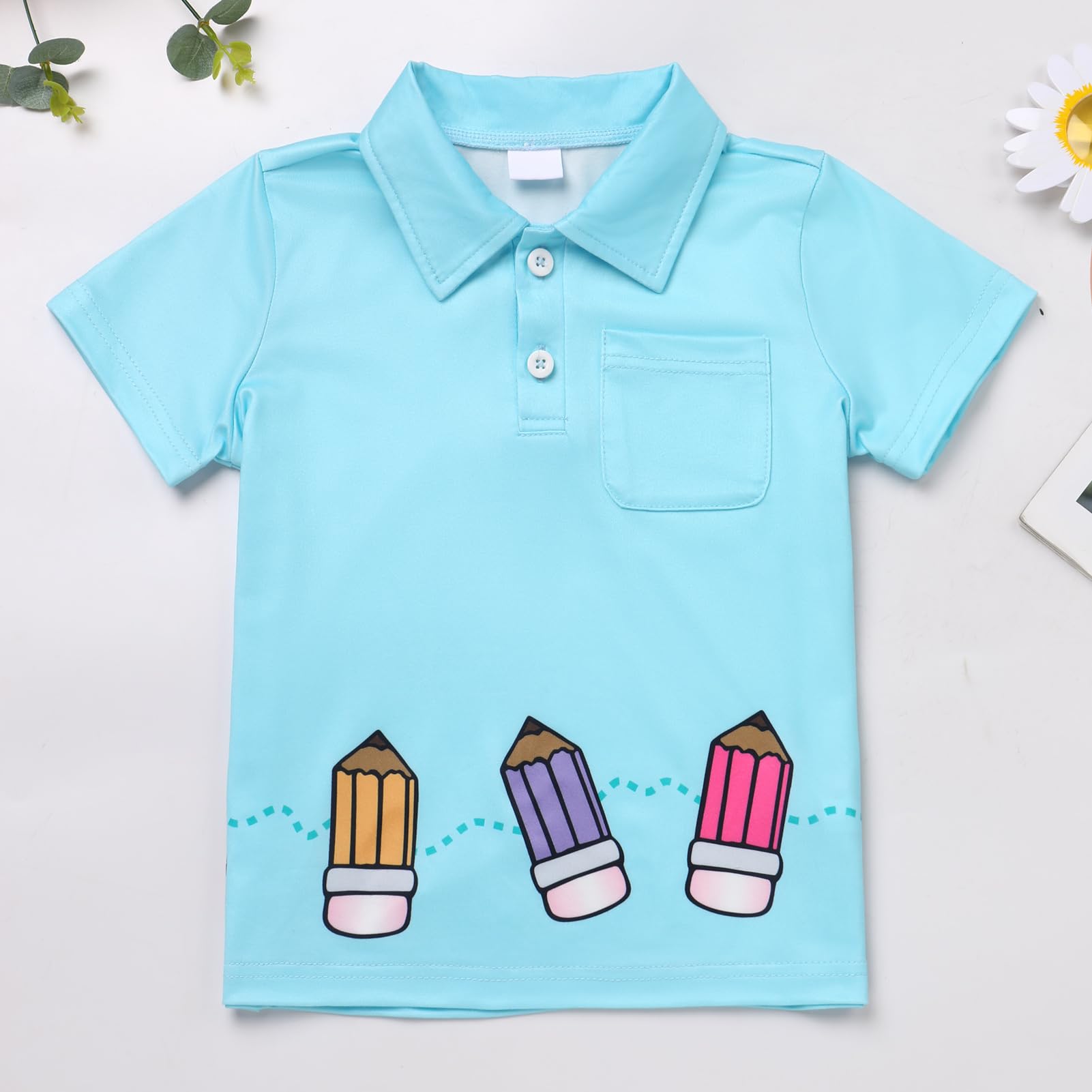 FYMNSI Boys Back to School Shirt School Supplies Short Sleeves Tees Tops Toddler Kids Summer Casual Henley Shirts Clothes