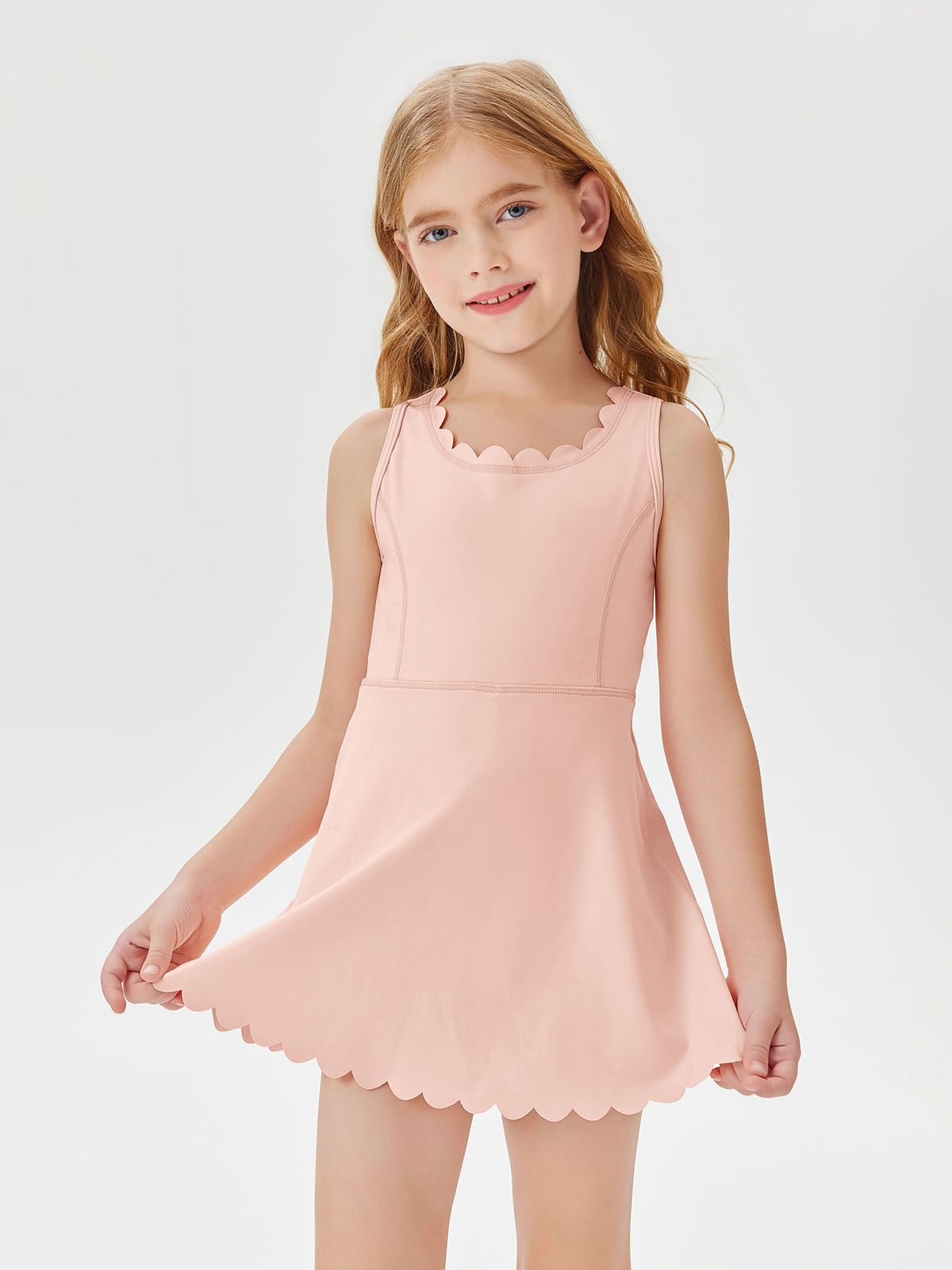 Batermoon Girls Athletic Tennis Dress with Shorts Kids Workout Exercise Golf Skirts Dresses with Pockets