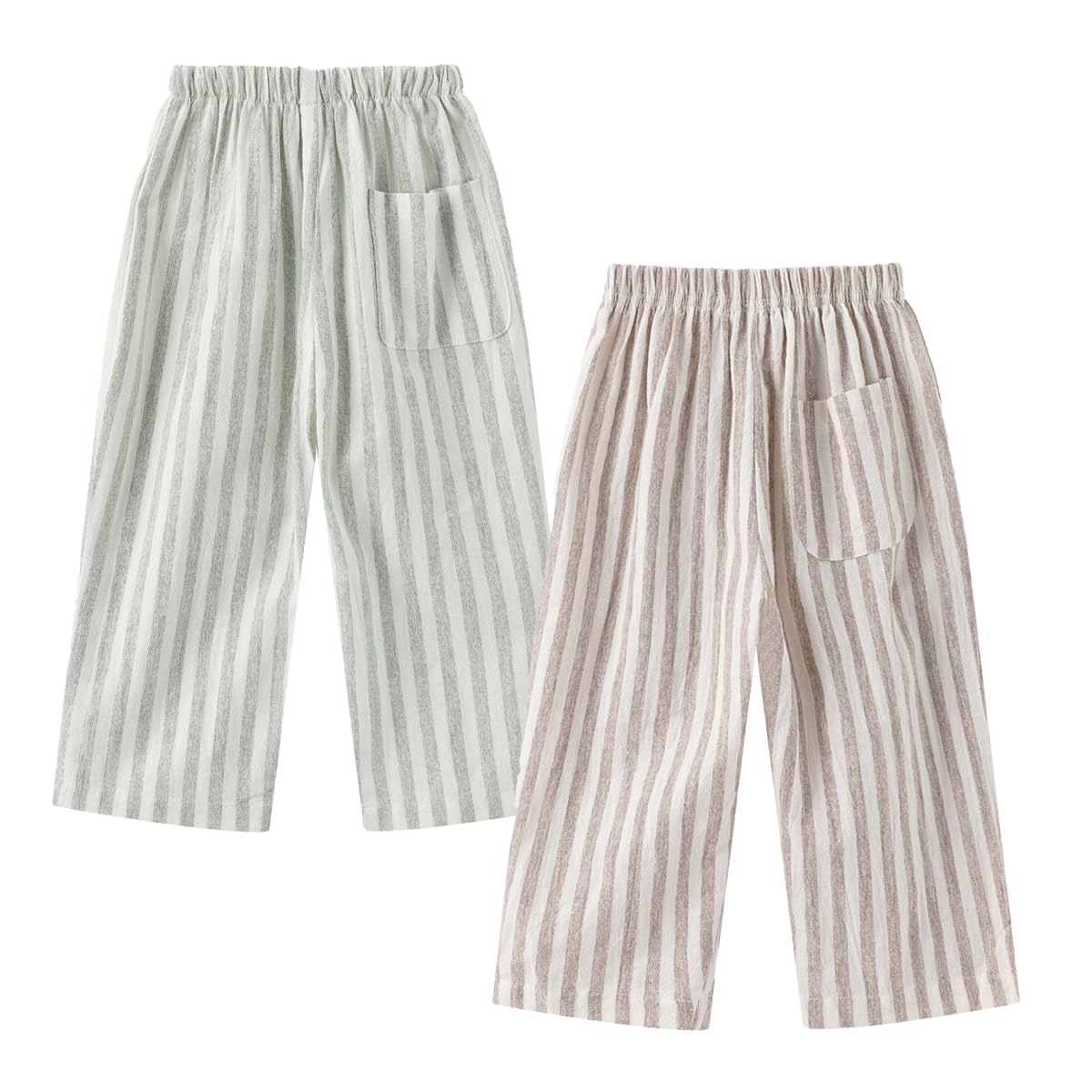 Ashmyova Classic Casual Pants for Boys Thin Cotton Stripe Elastics Waist Spring Summer Trousers Toddler Long Pants 2Pcs