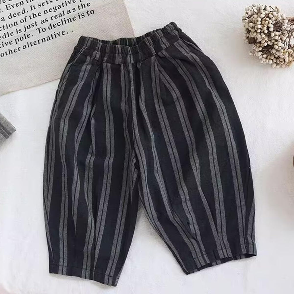 Ashmyova Classic Casual Pants for Boys Thin Cotton Stripe Elastics Waist Spring Summer Trousers Toddler Long Pants 2Pcs