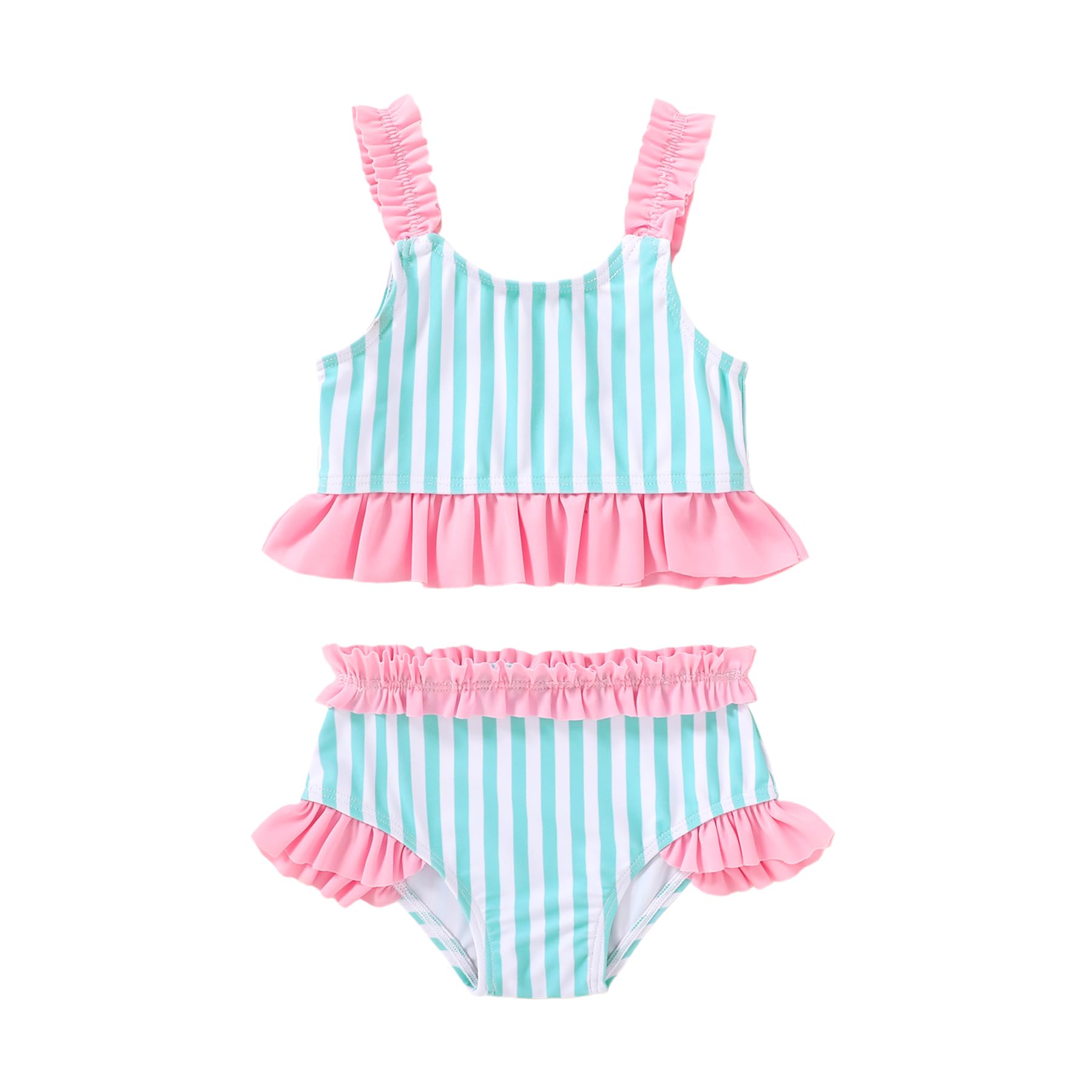 Happy Town Baby Infant Swimsuit Girl Toddler Bathing Suit Girl Summer Beach Bikini Tankini 2-Piece Swimwear 3-24 Months 2t-5t