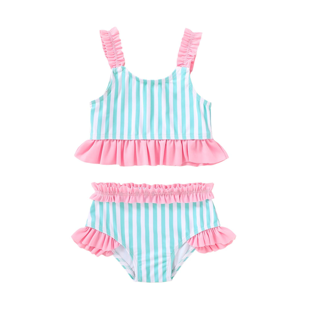 Happy Town Baby Infant Swimsuit Girl Toddler Bathing Suit Girl Summer Beach Bikini Tankini 2-Piece Swimwear 3-24 Months 2t-5t