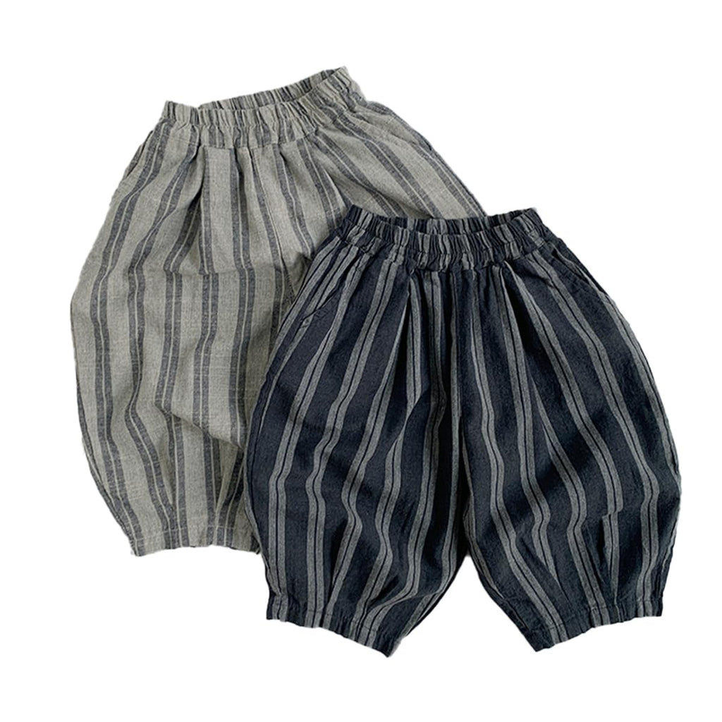 Ashmyova Classic Casual Pants for Boys Thin Cotton Stripe Elastics Waist Spring Summer Trousers Toddler Long Pants 2Pcs