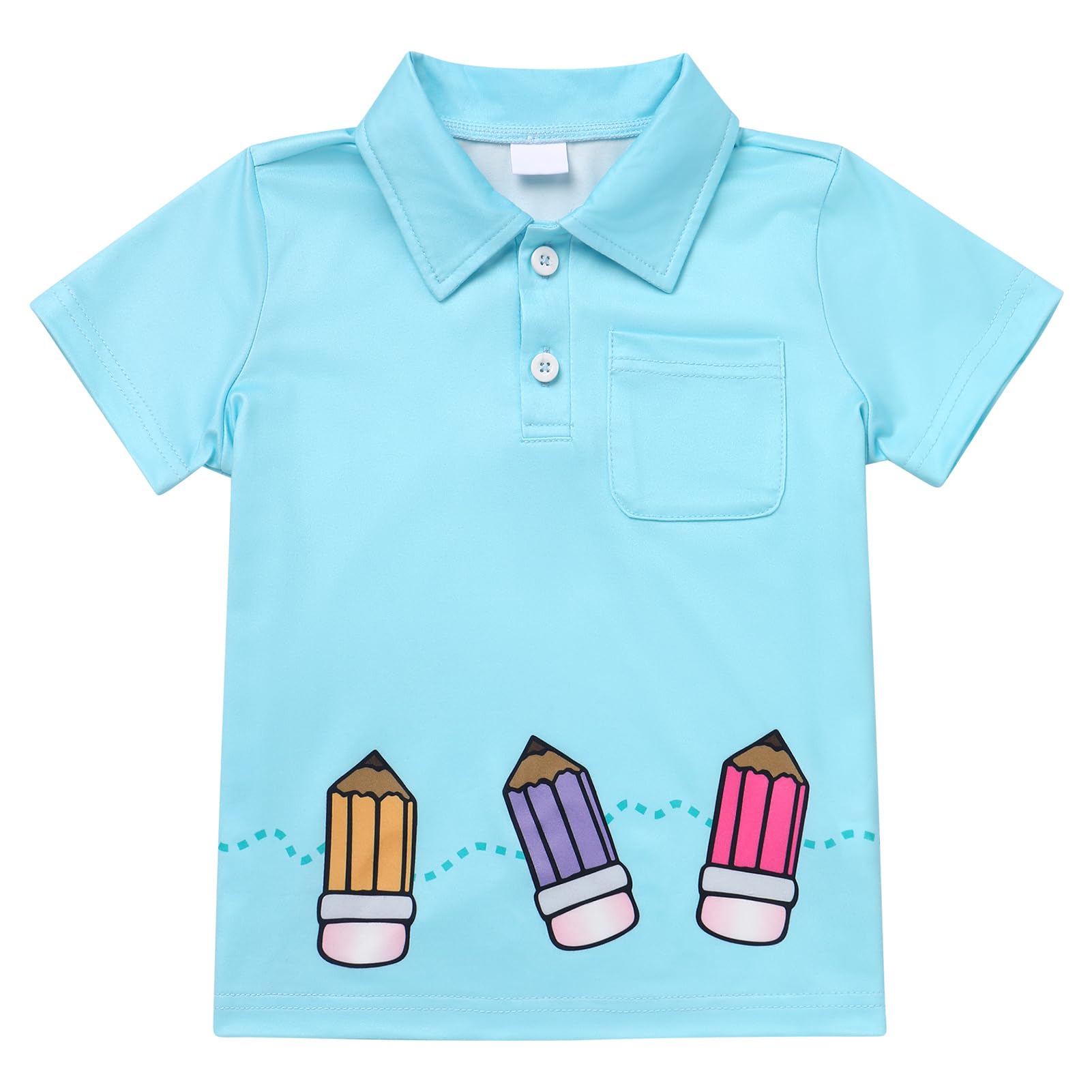 FYMNSI Boys Back to School Shirt School Supplies Short Sleeves Tees Tops Toddler Kids Summer Casual Henley Shirts Clothes