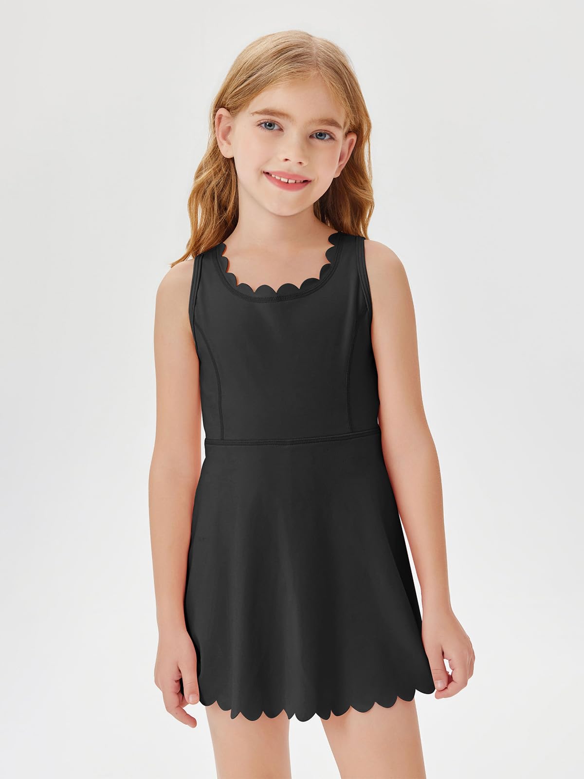 Batermoon Girls Athletic Tennis Dress with Shorts Kids Workout Exercise Golf Skirts Dresses with Pockets