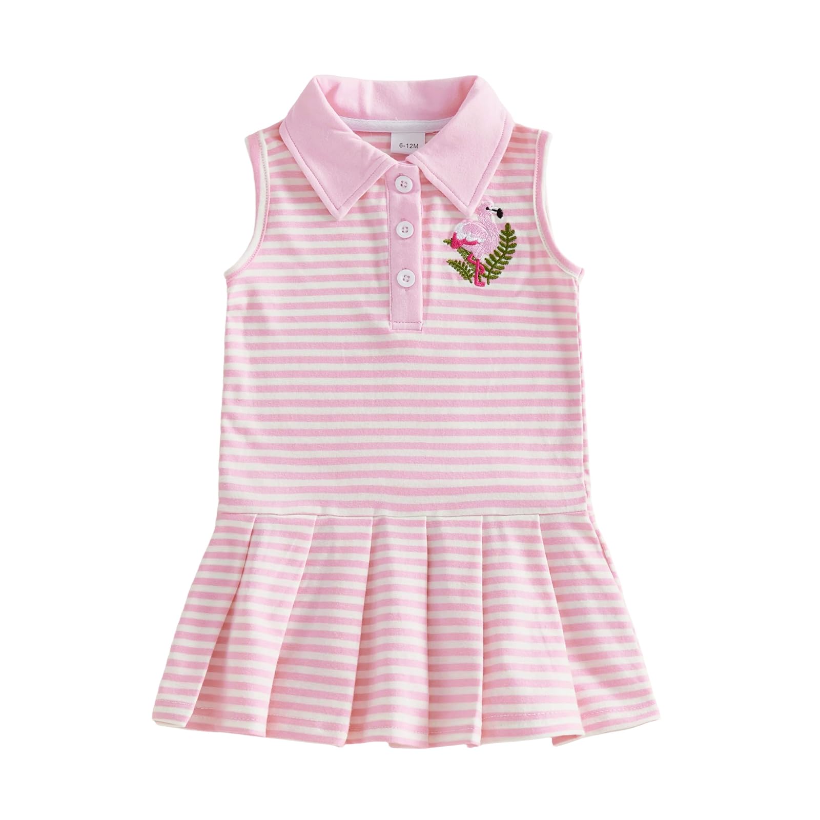 Toddler Baby Girl Clothes Golf Tennis Dress Striped Sleeveless Polo Dress Pleated Skirt Summer Outfits