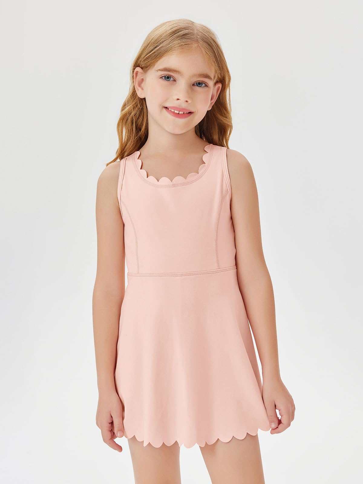 Batermoon Girls Athletic Tennis Dress with Shorts Kids Workout Exercise Golf Skirts Dresses with Pockets