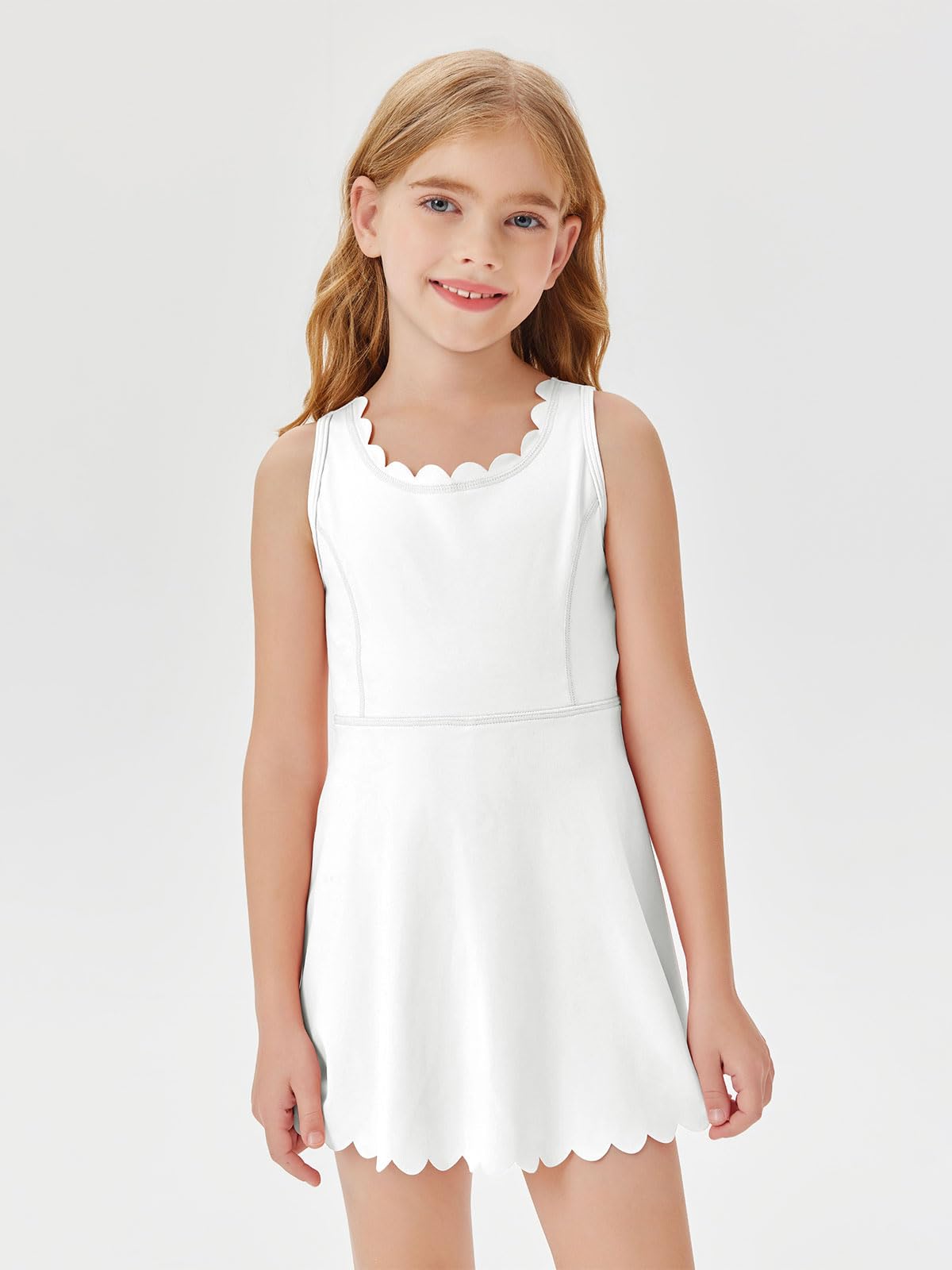 Batermoon Girls Athletic Tennis Dress with Shorts Kids Workout Exercise Golf Skirts Dresses with Pockets