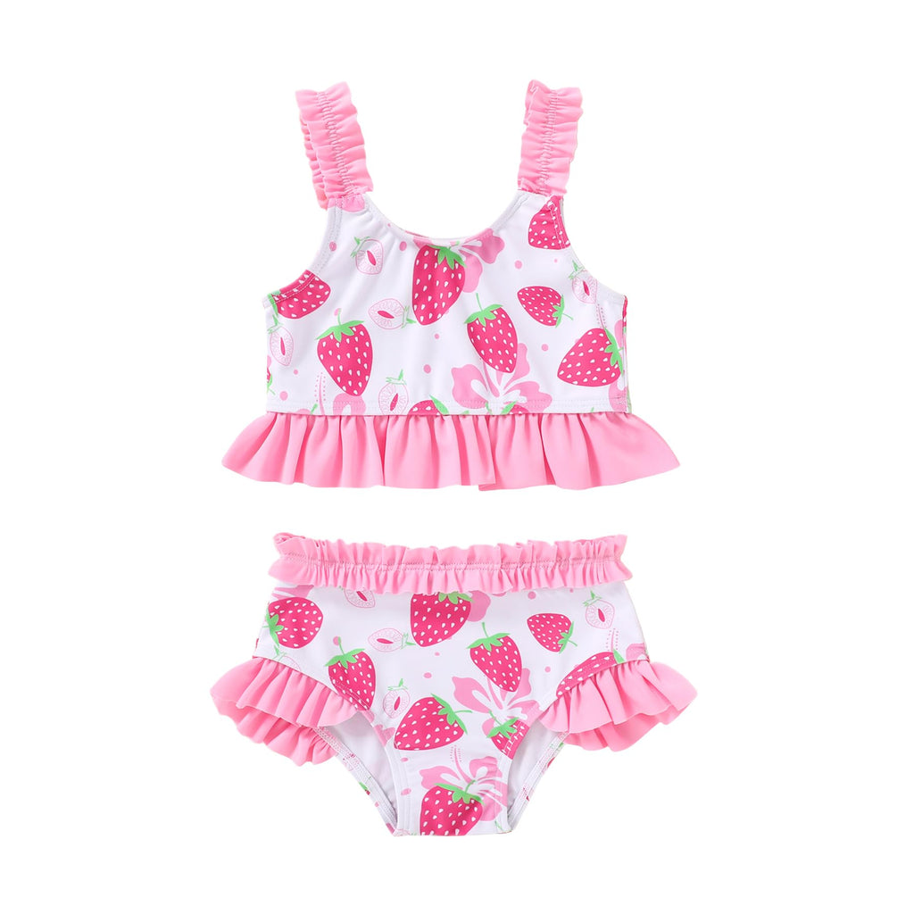 Happy Town Baby Infant Swimsuit Girl Toddler Bathing Suit Girl Summer Beach Bikini Tankini 2-Piece Swimwear 3-24 Months 2t-5t