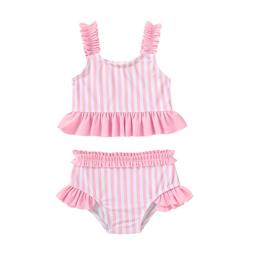 Happy Town Baby Infant Swimsuit Girl Toddler Bathing Suit Girl Summer Beach Bikini Tankini 2-Piece Swimwear 3-24 Months 2t-5t