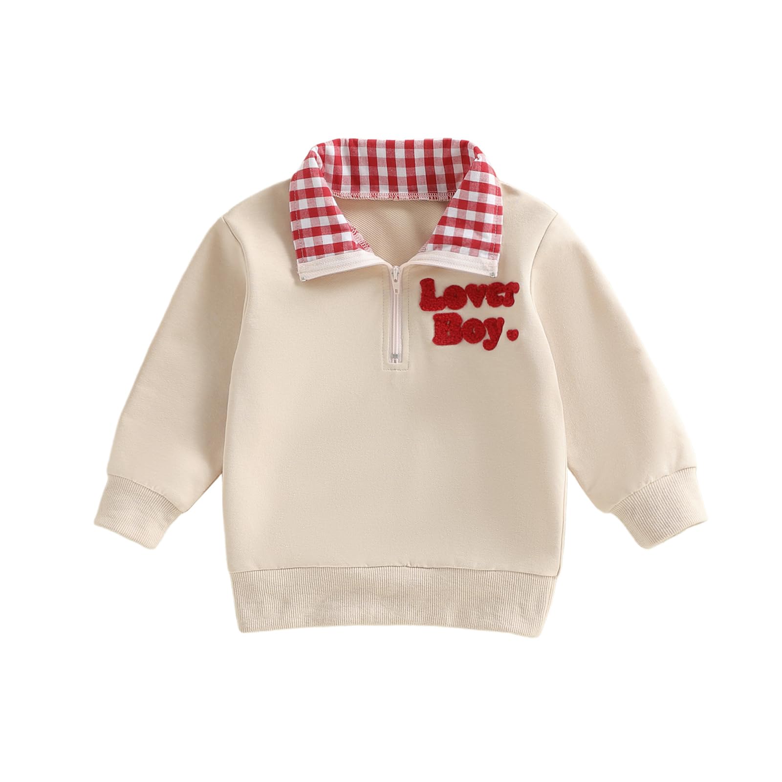 Toddler Boy Girl Christmas Outfit Quarter Zip Sweatshirt with Plaid Collar Shirt Pullover Top