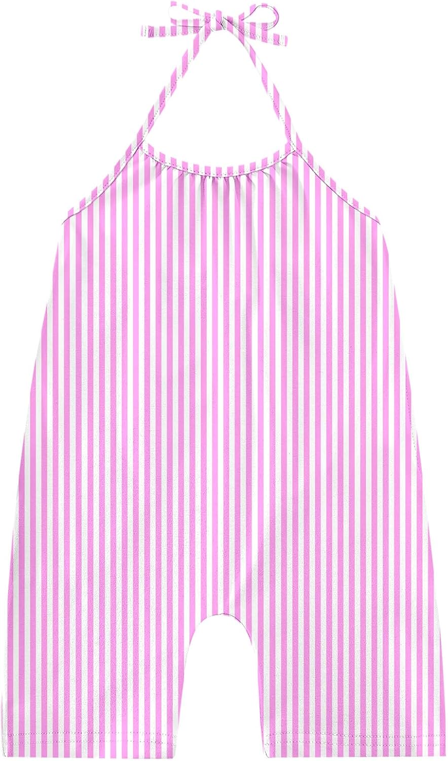 Backless Strap Slouch Jumpsuit for Toddler Girls Cute Harem Halter Romper Pants with Pockets