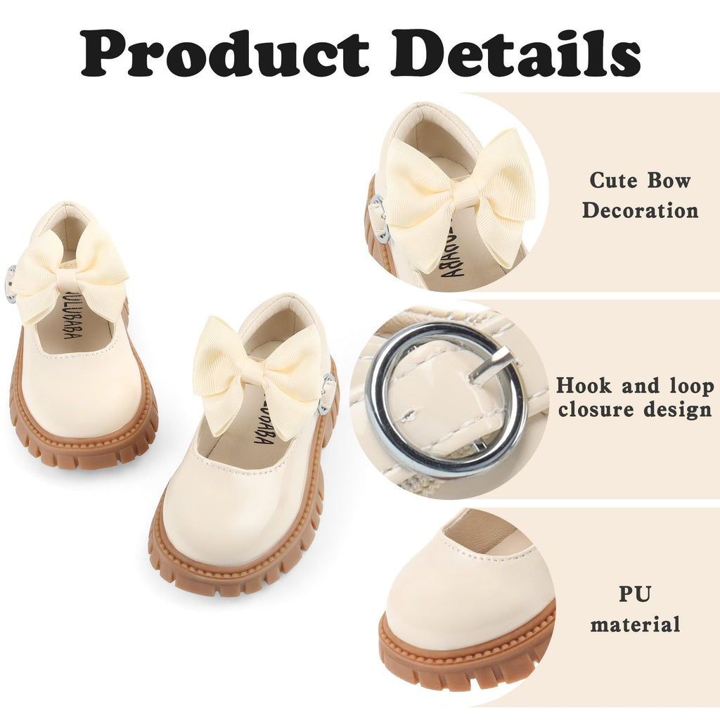 Wulubaba School Shoes for Girls, Black Mary Jane Flats | School Uniform, Non-Slip Sole, Round Toe, Toddler And Little Girl, Daily Dress Wear