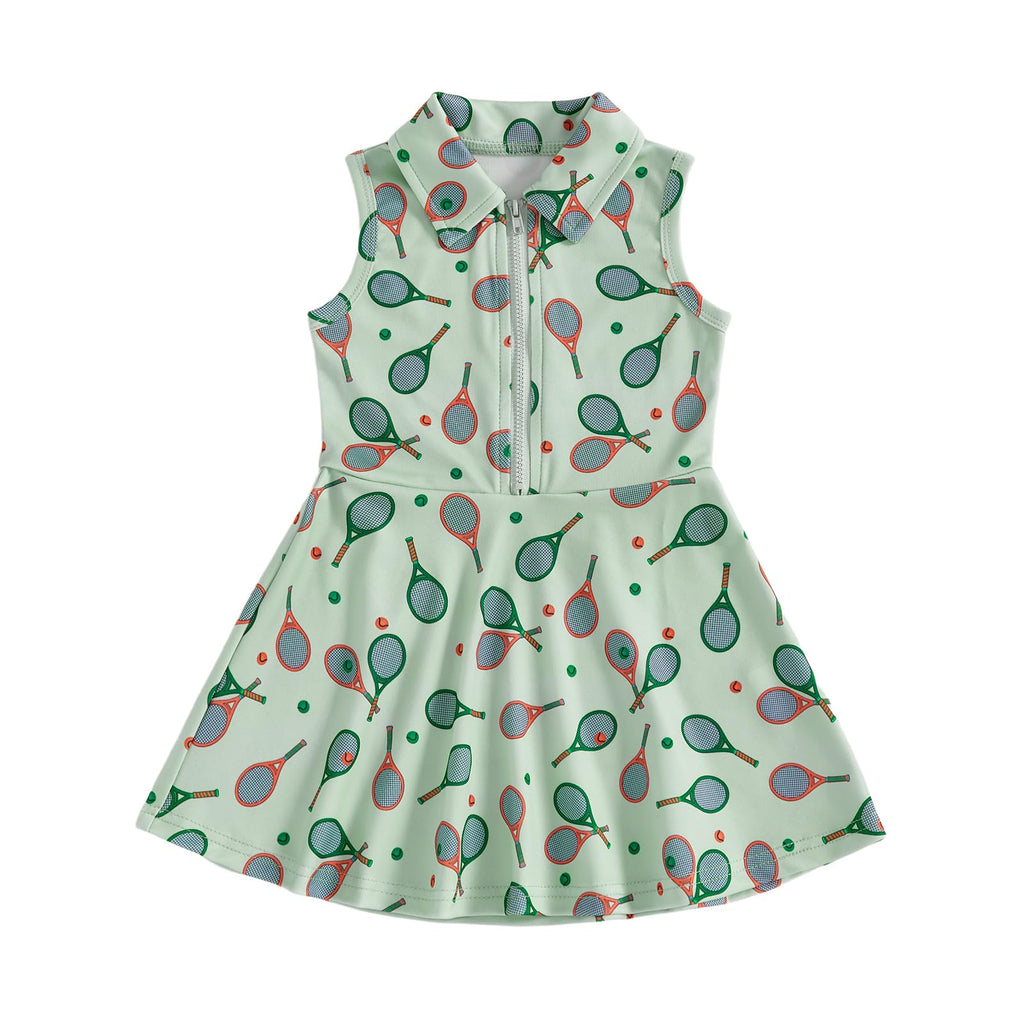 Toddler Baby Girl Dress Kids Polo Tank Dresses Golf Cart Outfit Zipper Ruffle Sleeveless A-line Dress Summer Clothes