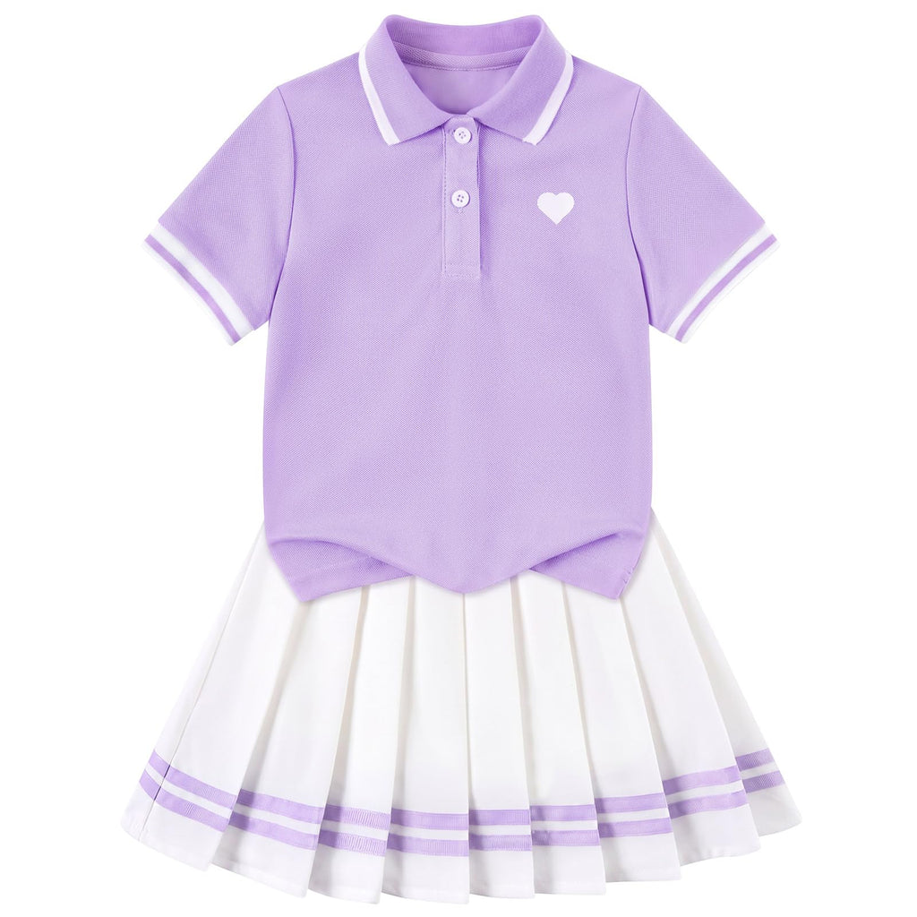 Move Dance Toddler Girls Dress Tennis Clothes Polo Outfit 2 Piece Skirt Set with Shorts 2-7T