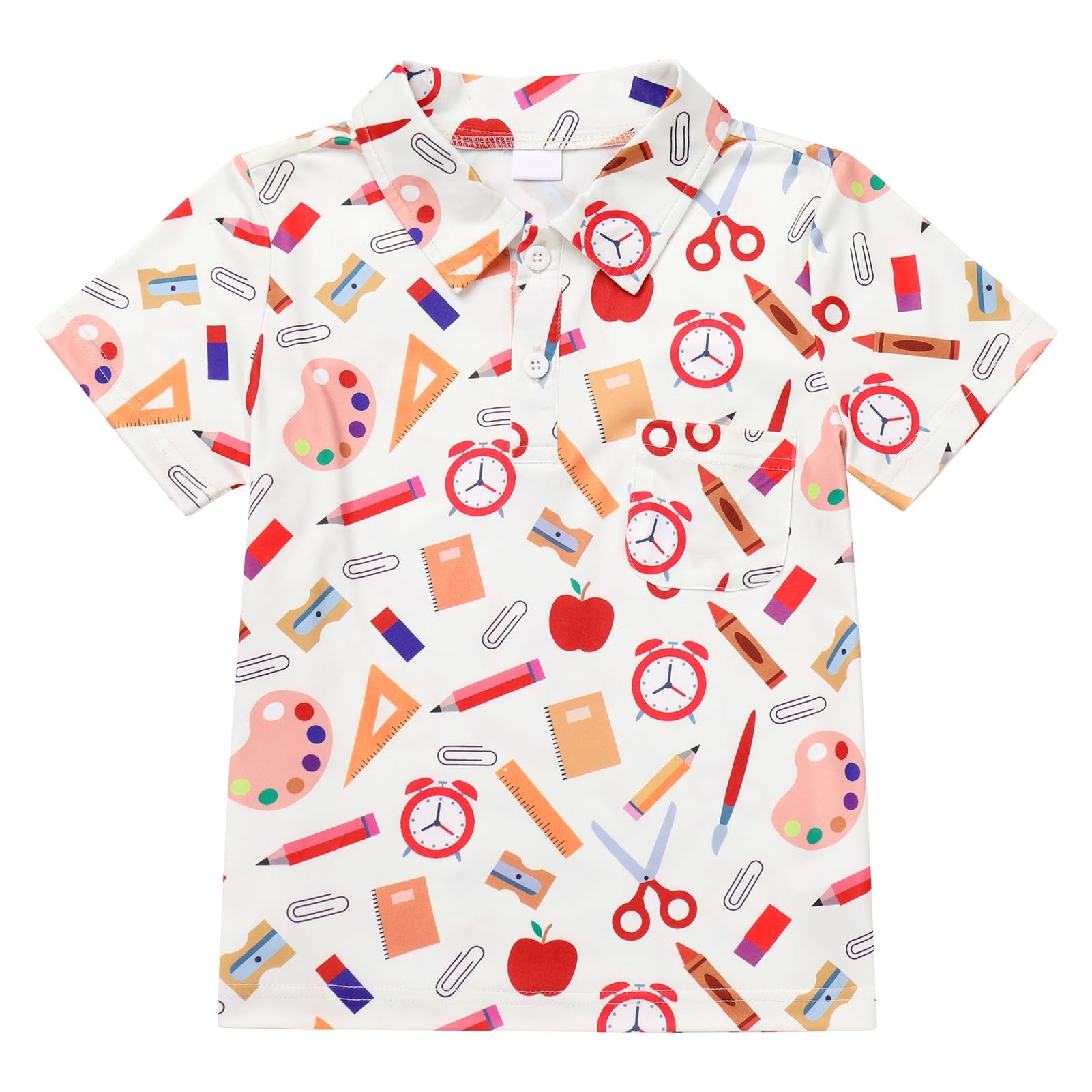 FYMNSI Boys Back to School Shirt School Supplies Short Sleeves Tees Tops Toddler Kids Summer Casual Henley Shirts Clothes