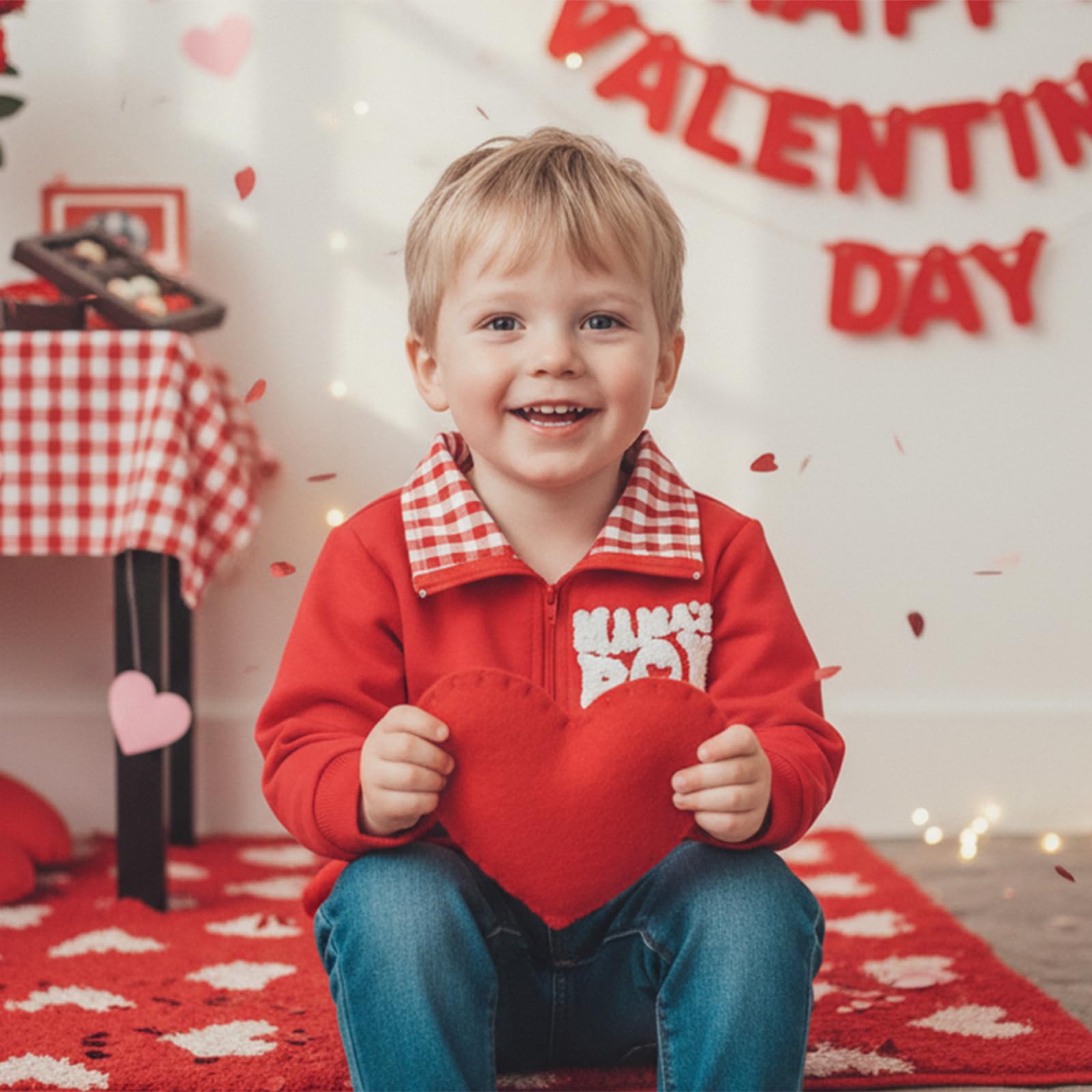 Toddler Boy Girl Christmas Outfit Quarter Zip Sweatshirt with Plaid Collar Shirt Pullover Top