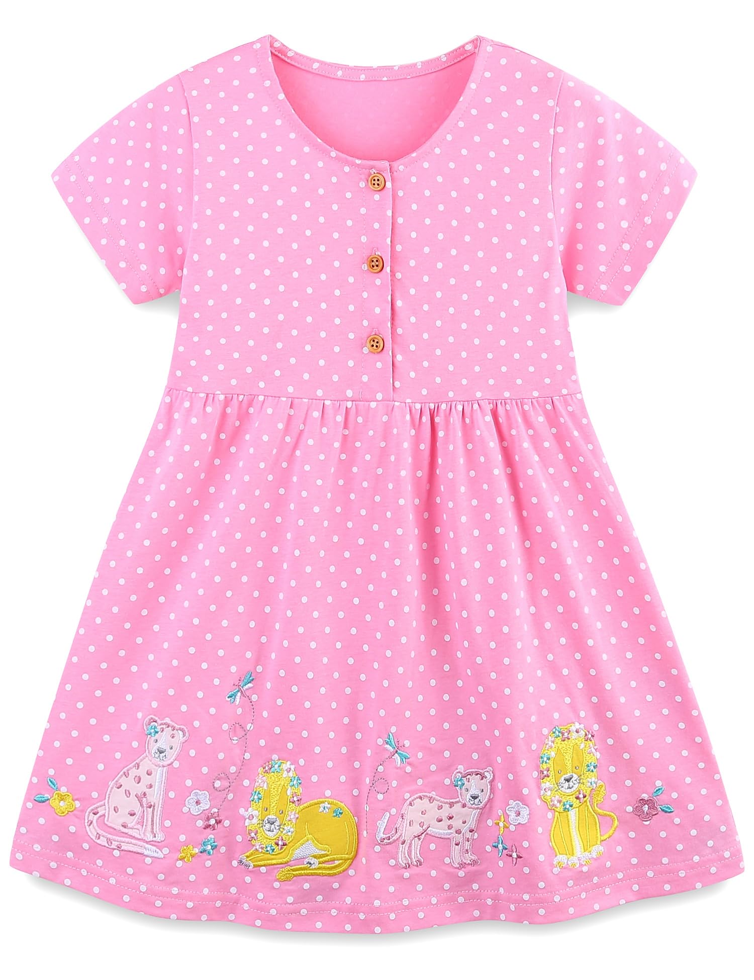 FreeLu Toddler Girls Striped Summer Dress Cartoon Appliques Dresses Girls Cotton Casual Clothing 2-7Y