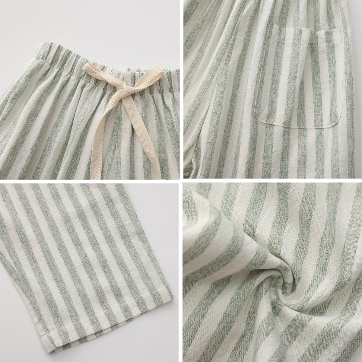 Ashmyova Classic Casual Pants for Boys Thin Cotton Stripe Elastics Waist Spring Summer Trousers Toddler Long Pants 2Pcs