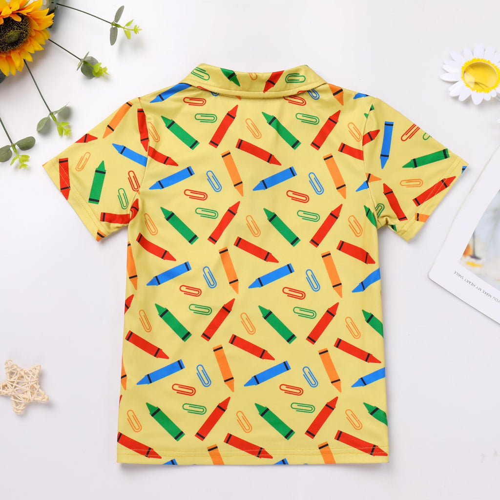 FYMNSI Boys Back to School Shirt School Supplies Short Sleeves Tees Tops Toddler Kids Summer Casual Henley Shirts Clothes