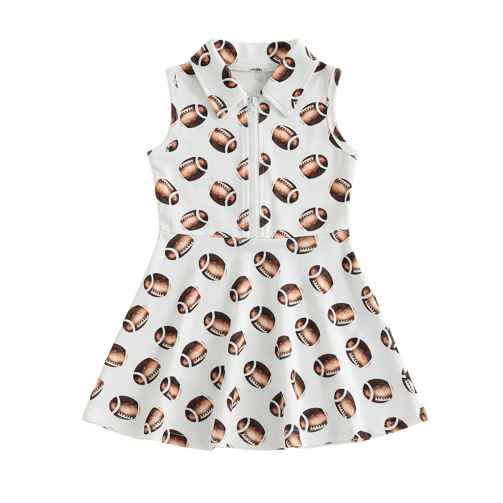 Toddler Baby Girl Dress Kids Polo Tank Dresses Golf Cart Outfit Zipper Ruffle Sleeveless A-line Dress Summer Clothes