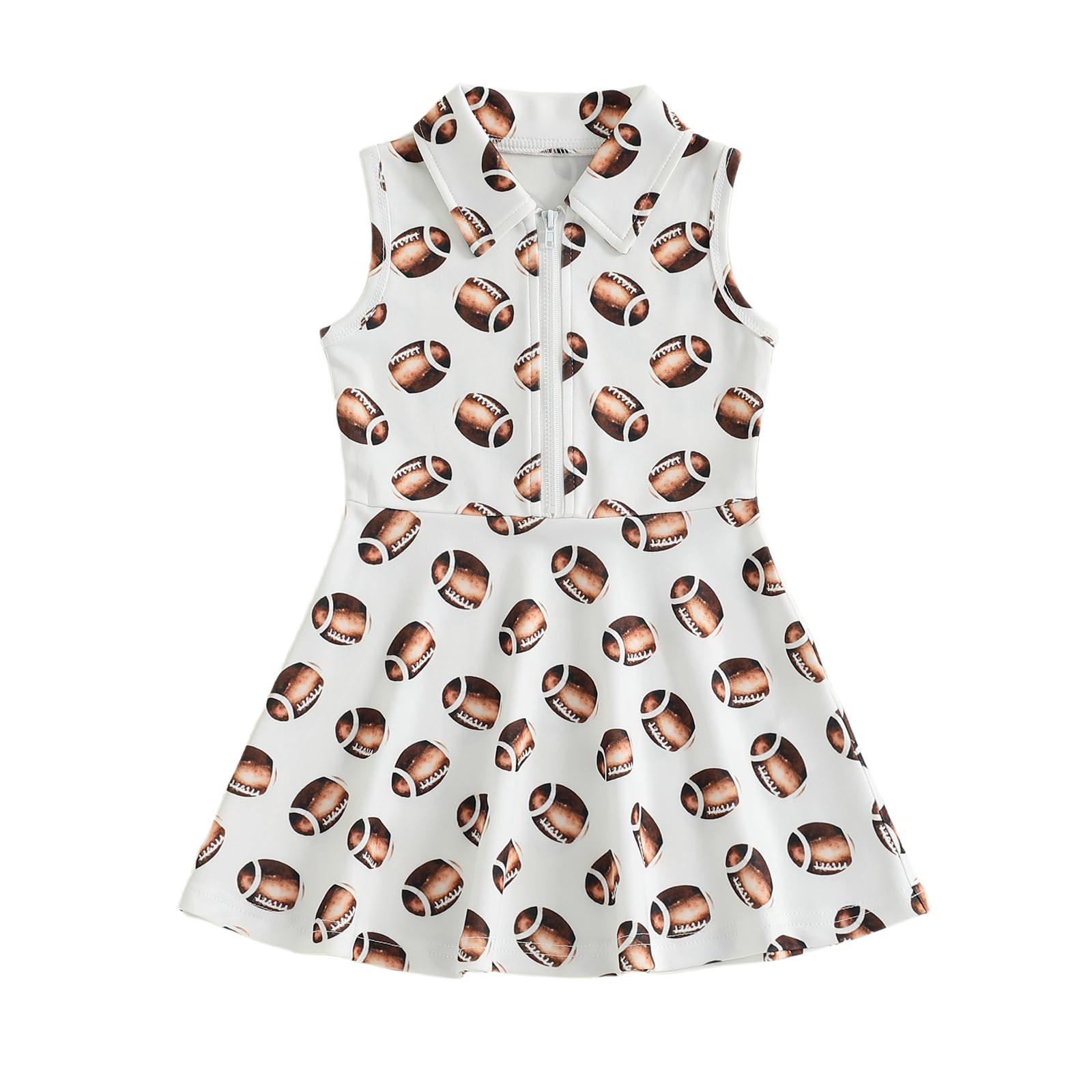Toddler Baby Girl Dress Kids Polo Tank Dresses Golf Cart Outfit Zipper Ruffle Sleeveless A-line Dress Summer Clothes