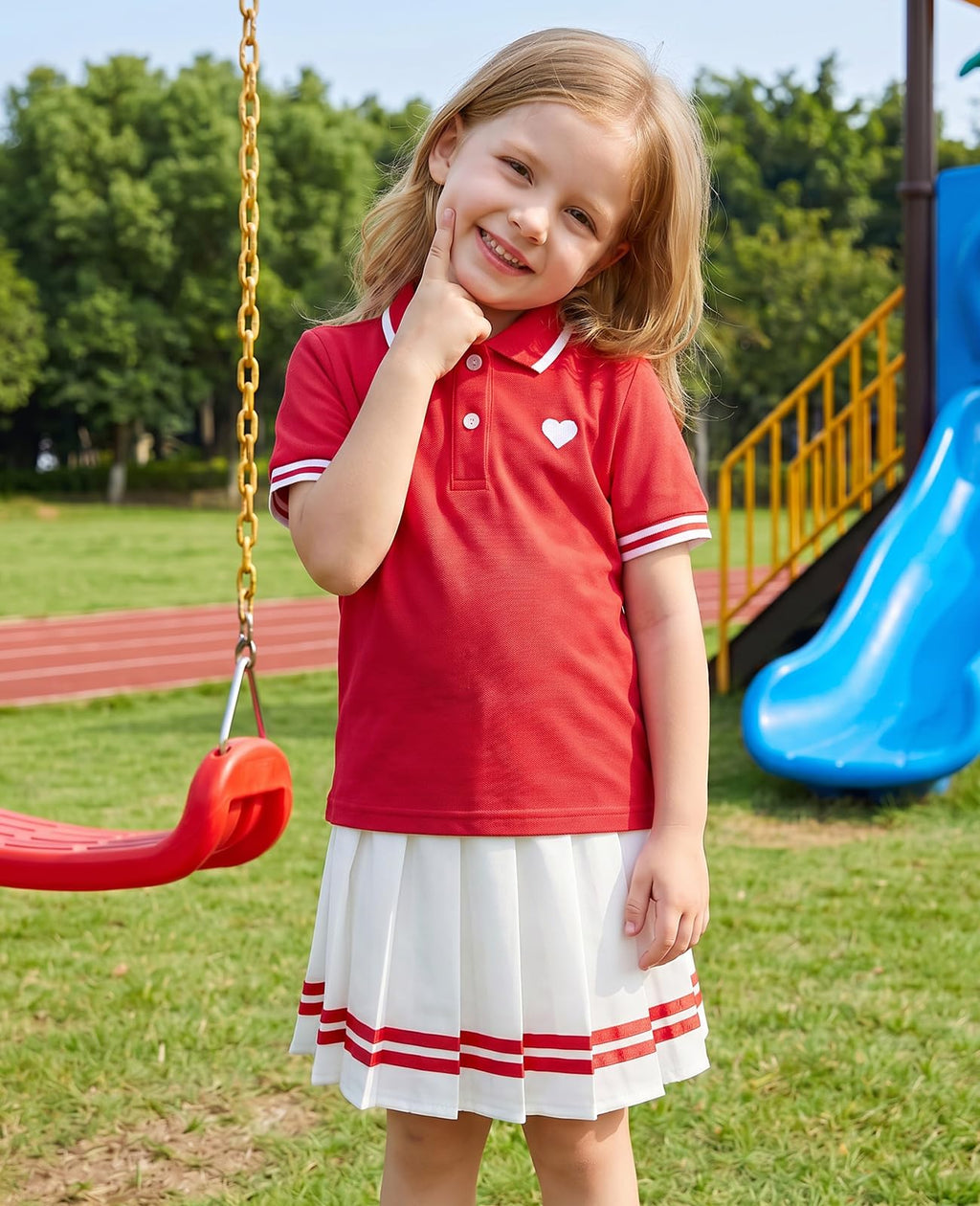 Move Dance Toddler Girls Dress Tennis Clothes Polo Outfit 2 Piece Skirt Set with Shorts 2-7T