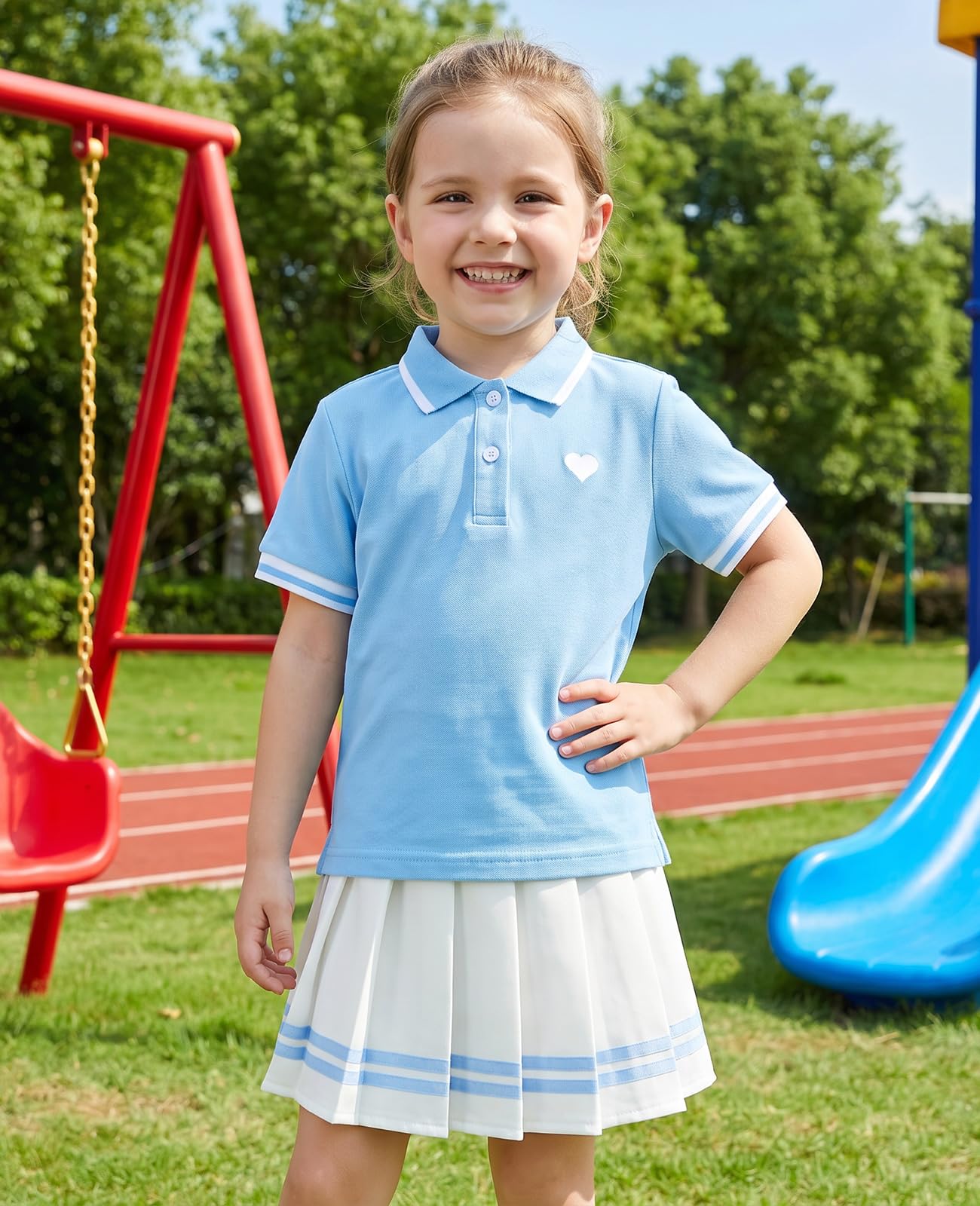 Move Dance Toddler Girls Dress Tennis Clothes Polo Outfit 2 Piece Skirt Set with Shorts 2-7T