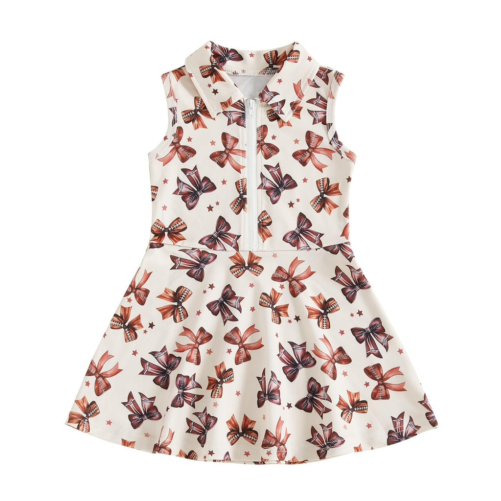 Toddler Baby Girl Dress Kids Polo Tank Dresses Golf Cart Outfit Zipper Ruffle Sleeveless A-line Dress Summer Clothes