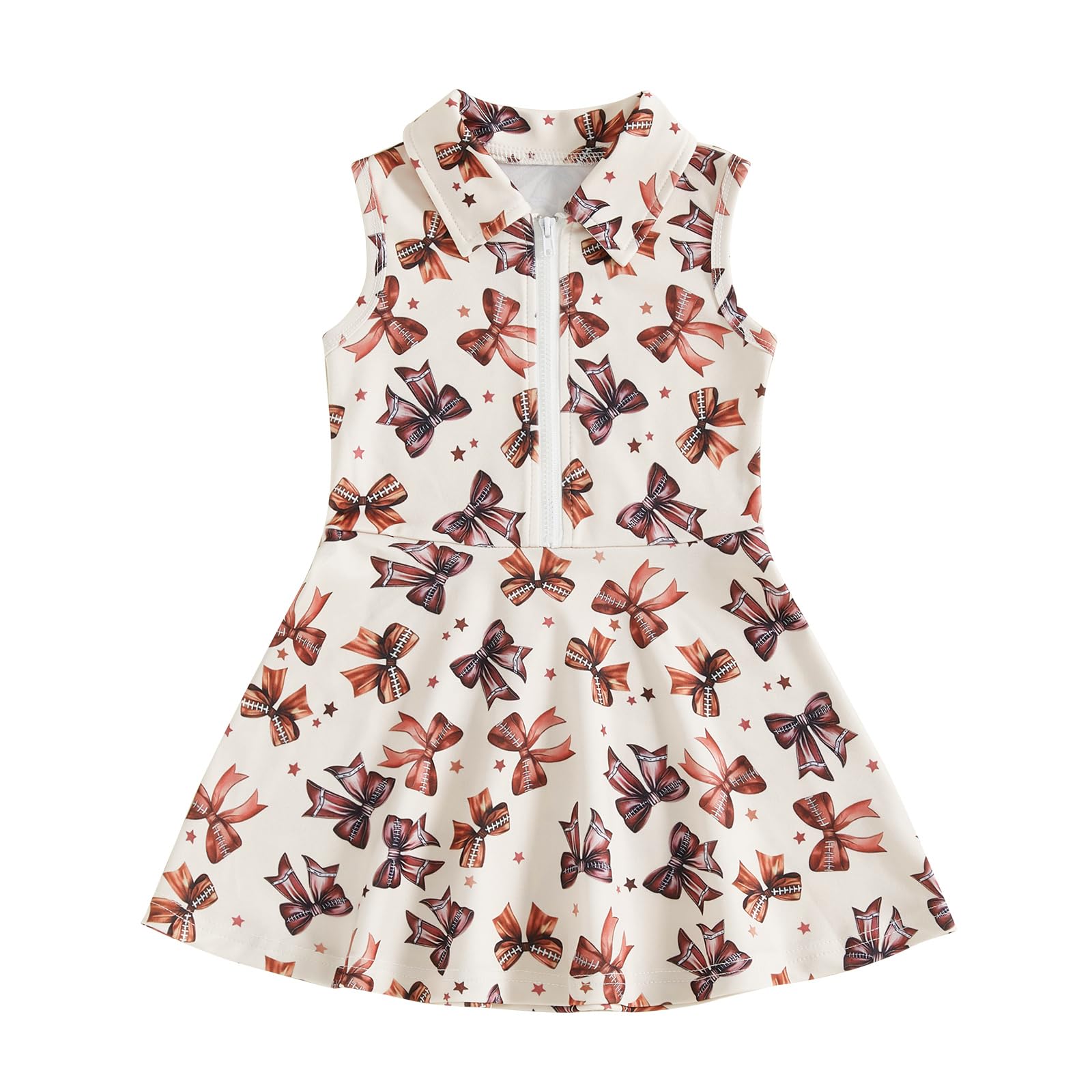 Toddler Baby Girl Dress Kids Polo Tank Dresses Golf Cart Outfit Zipper Ruffle Sleeveless A-line Dress Summer Clothes