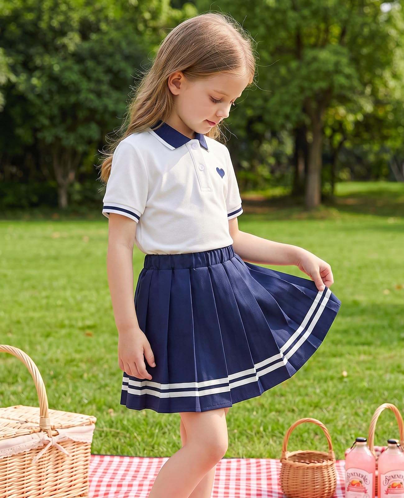Move Dance Toddler Girls Dress Tennis Clothes Polo Outfit 2 Piece Skirt Set with Shorts 2-7T