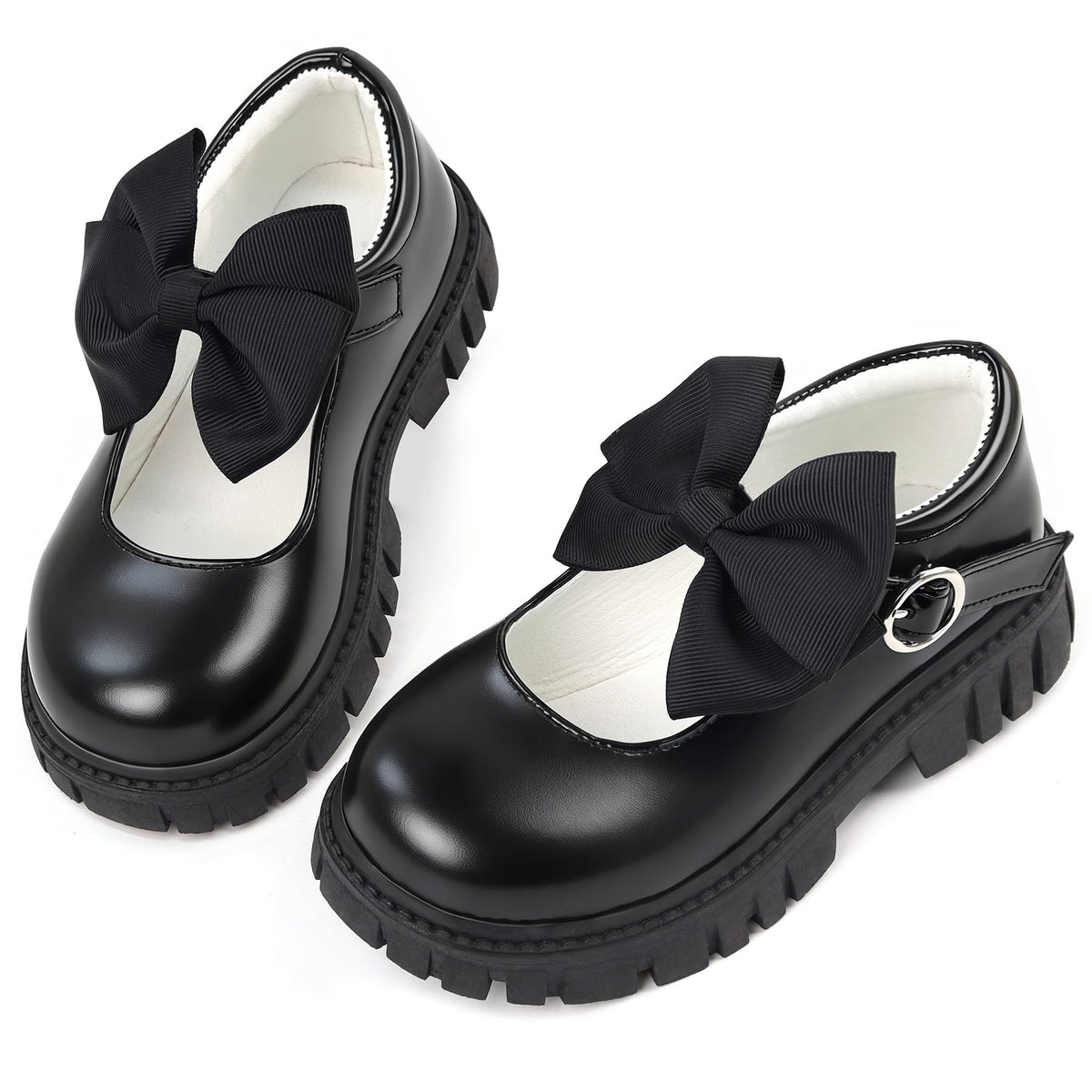 Wulubaba School Shoes for Girls, Black Mary Jane Flats | School Uniform, Non-Slip Sole, Round Toe, Toddler And Little Girl, Daily Dress Wear