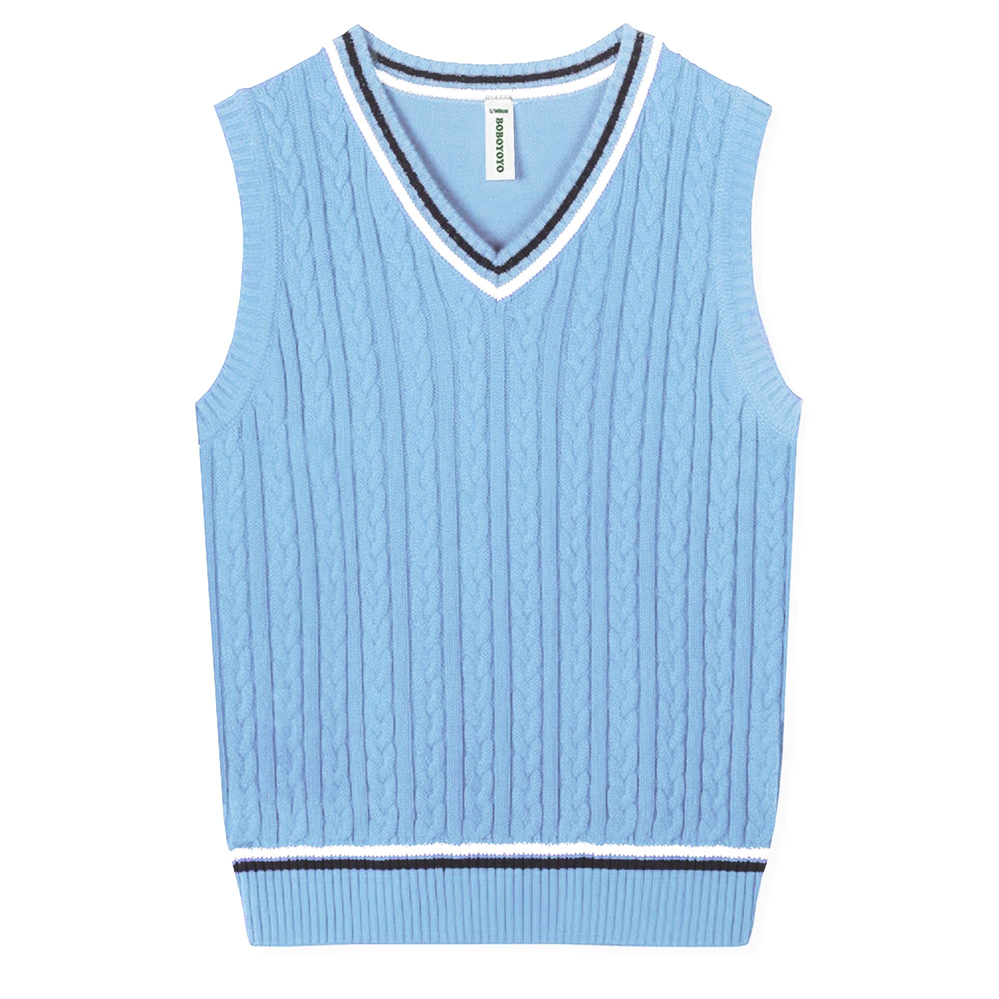 BOBOYOYO Boys Sweater Vest Unisex Cable Knit 100% Cotton Toddler Uniform Vest for Little Big Childrens Kids Teenage Girls