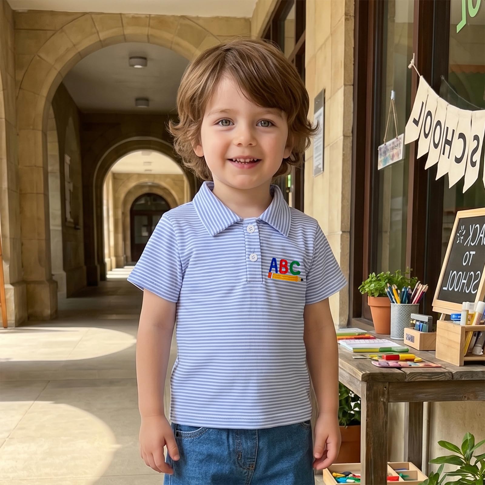 Toddler Boy Back to School Outfits Polo Shirt Summer Clothes