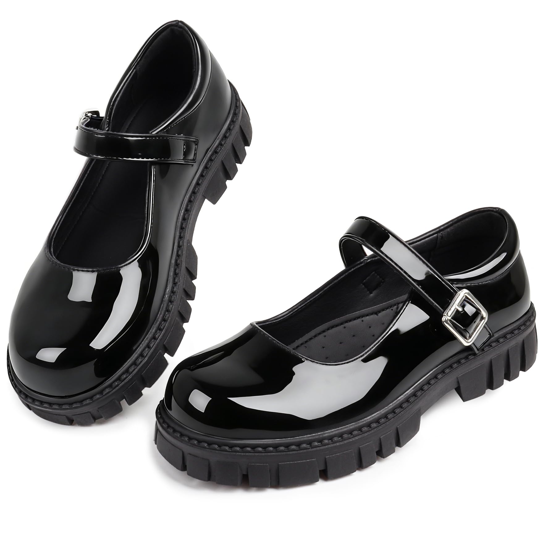 Wulubaba School Shoes for Girls, Black Mary Jane Flats | School Uniform, Non-Slip Sole, Round Toe, Toddler And Little Girl, Daily Dress Wear